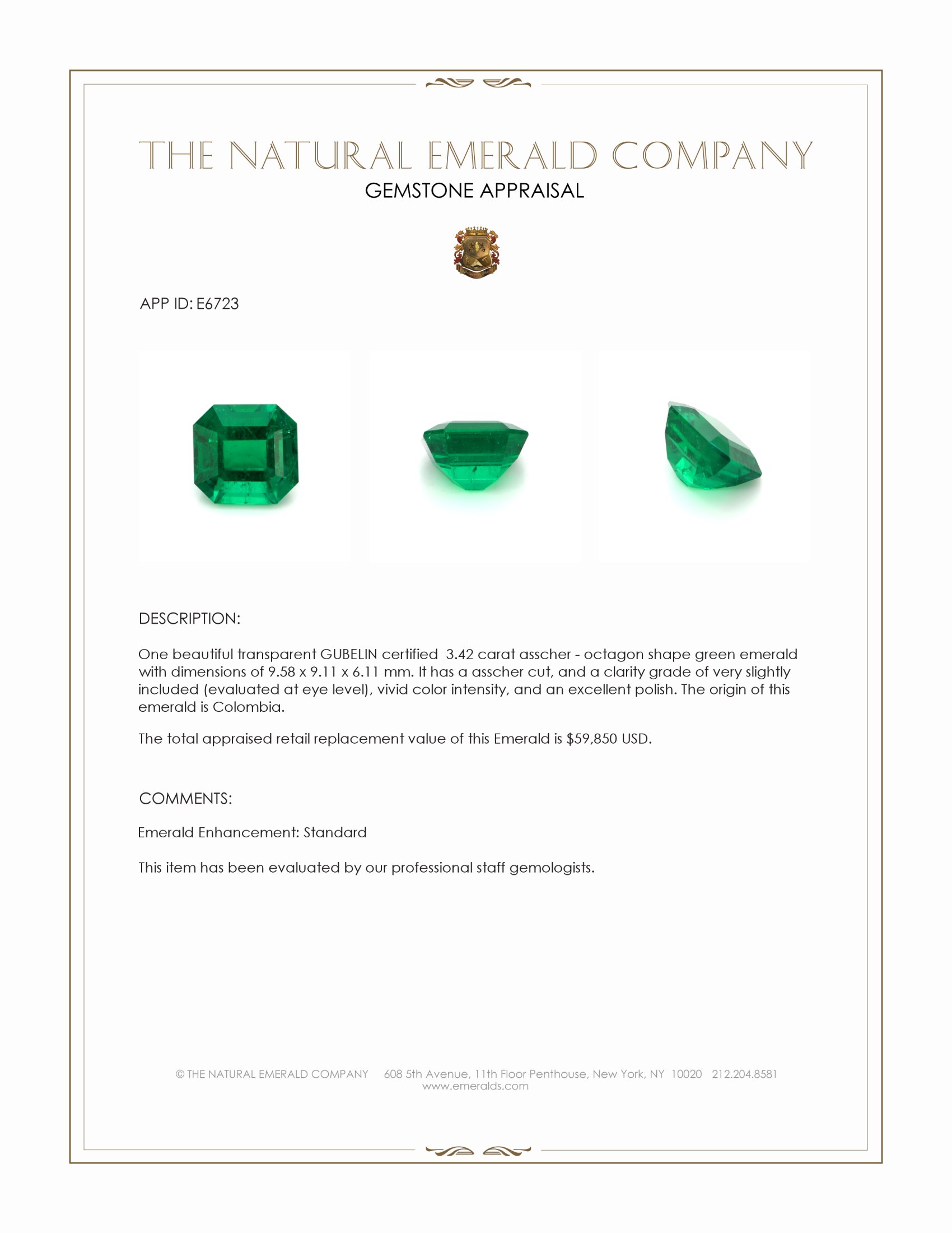 3.42 Ct. Emerald from Colombia