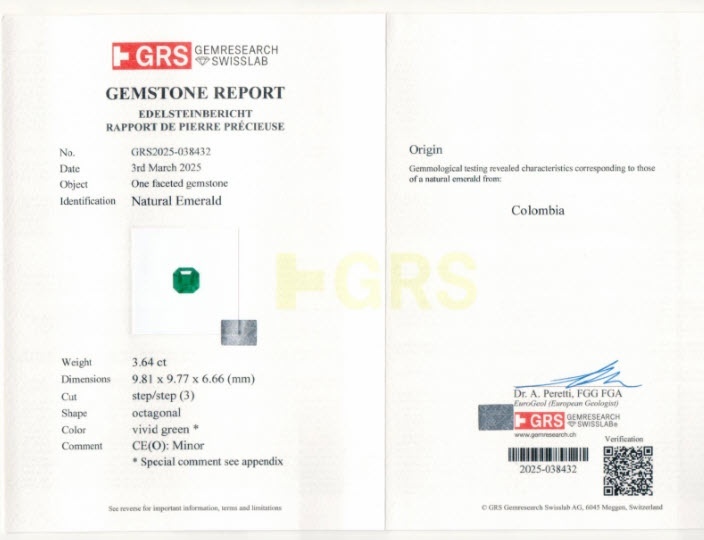 3.64 Ct. Emerald from Colombia