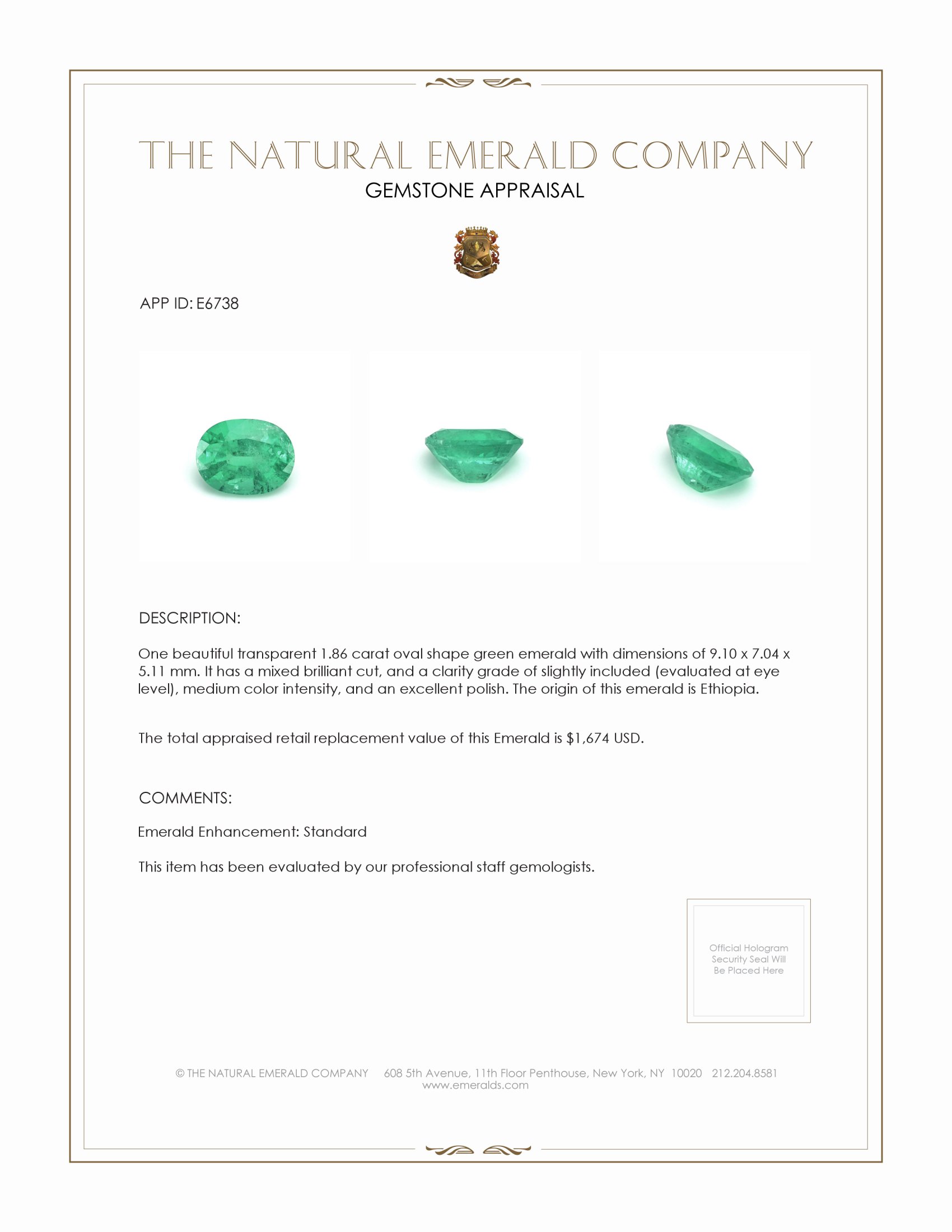 1.86 Ct. Emerald from Ethiopia