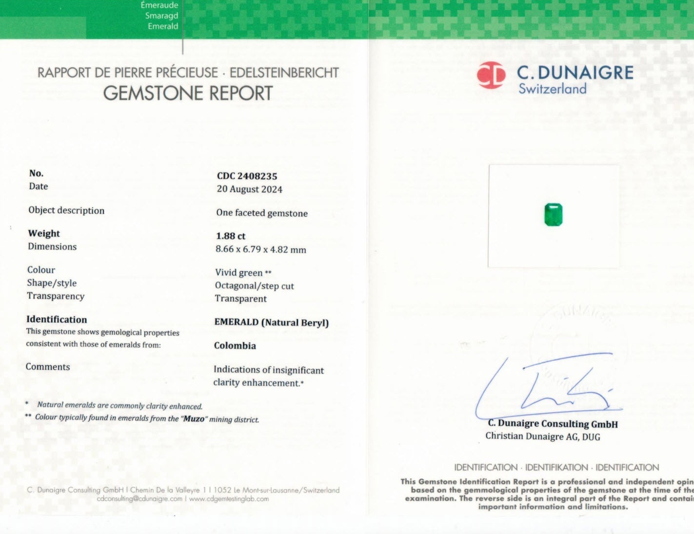 1.88 Ct. Emerald from Colombia