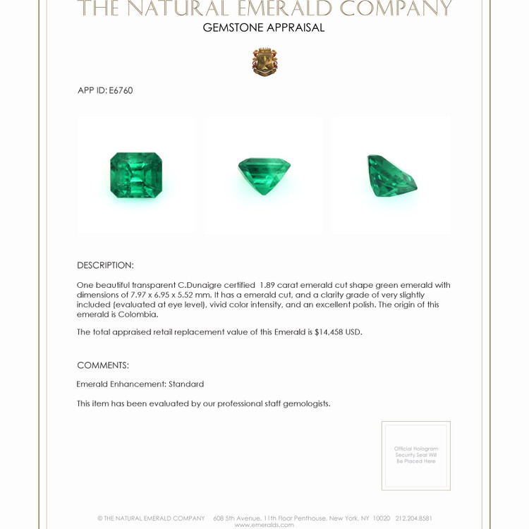 1.89 Ct. Emerald from Colombia