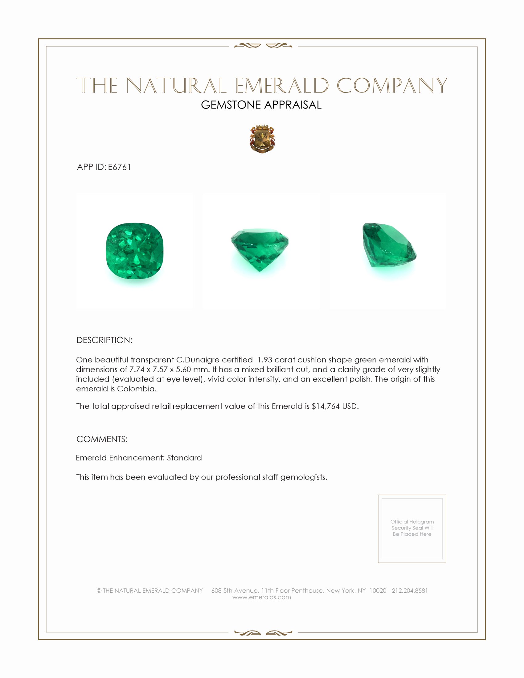 1.93 Ct. Emerald from Colombia - Muzo