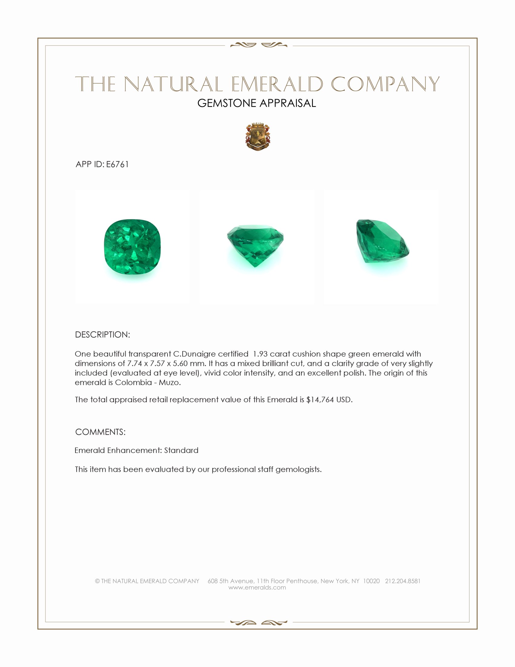 1.93 Ct. Emerald from Colombia - Muzo