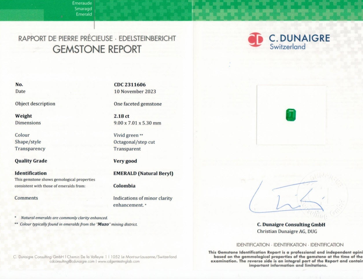 2.18 Ct. Emerald from Colombia