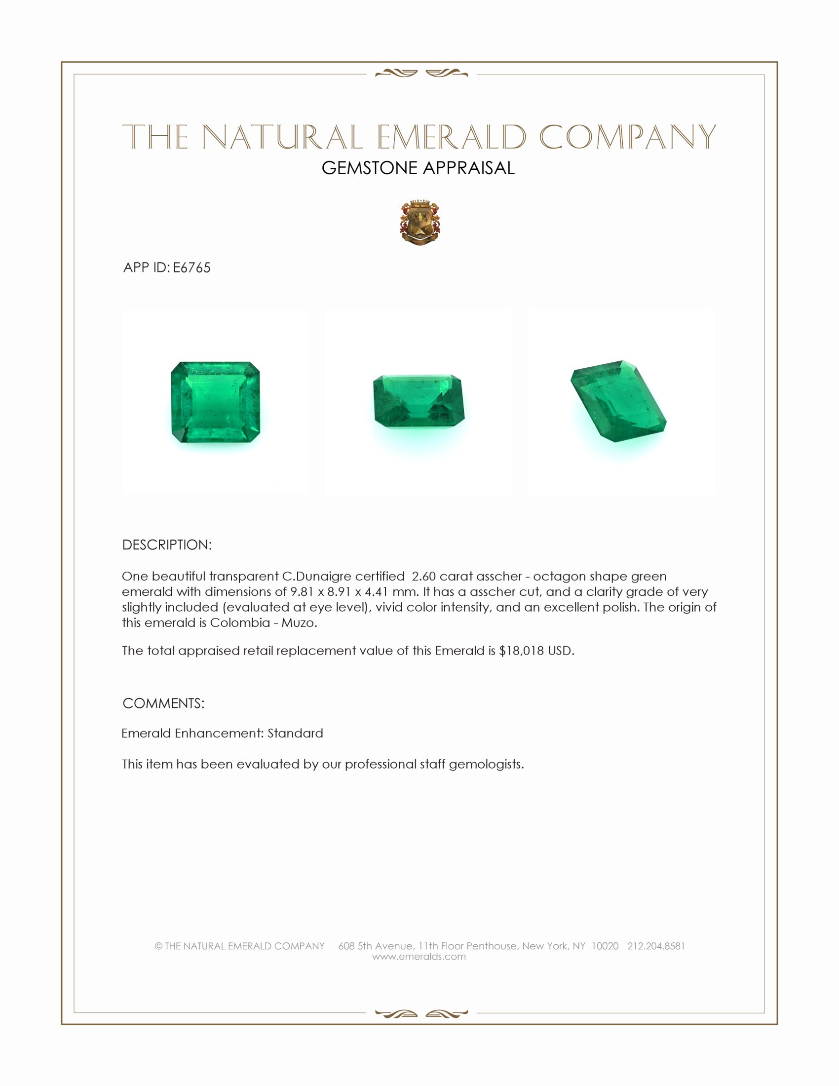 2.60 Ct. Emerald from Colombia - Muzo