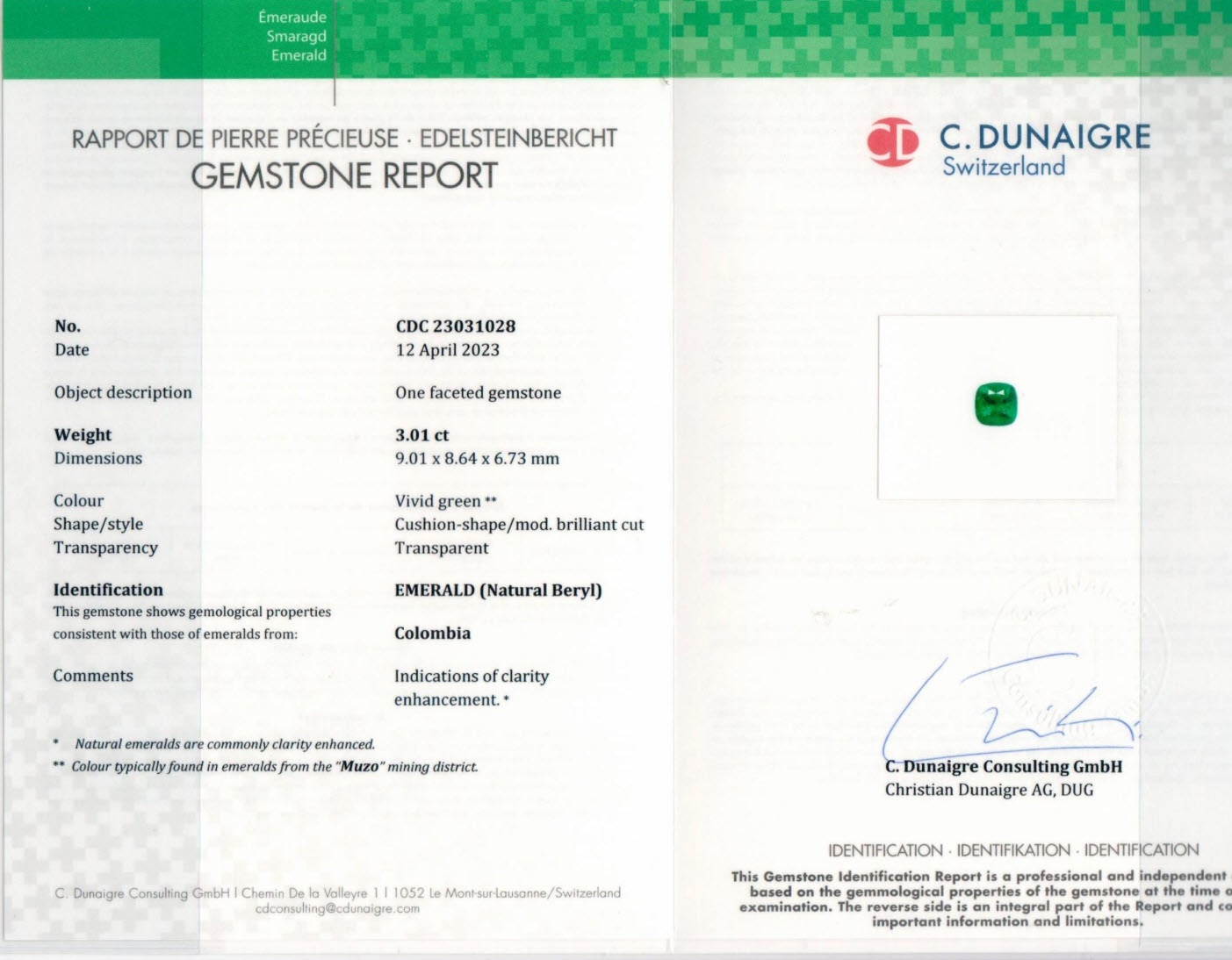 3.01 Ct. Emerald from Colombia