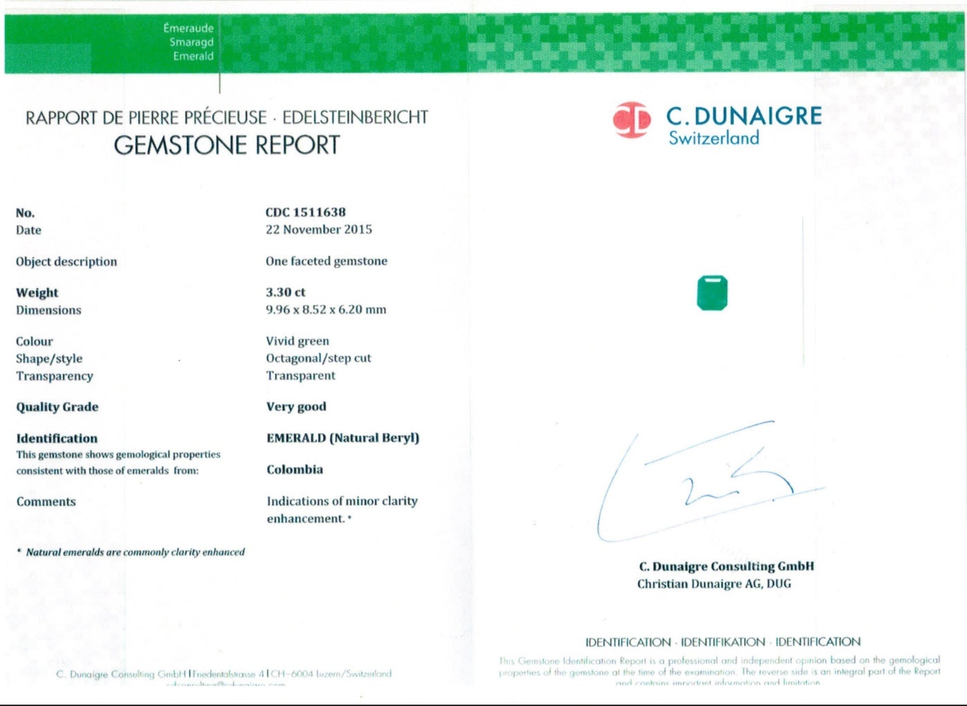 3.30 Ct. Emerald from Colombia