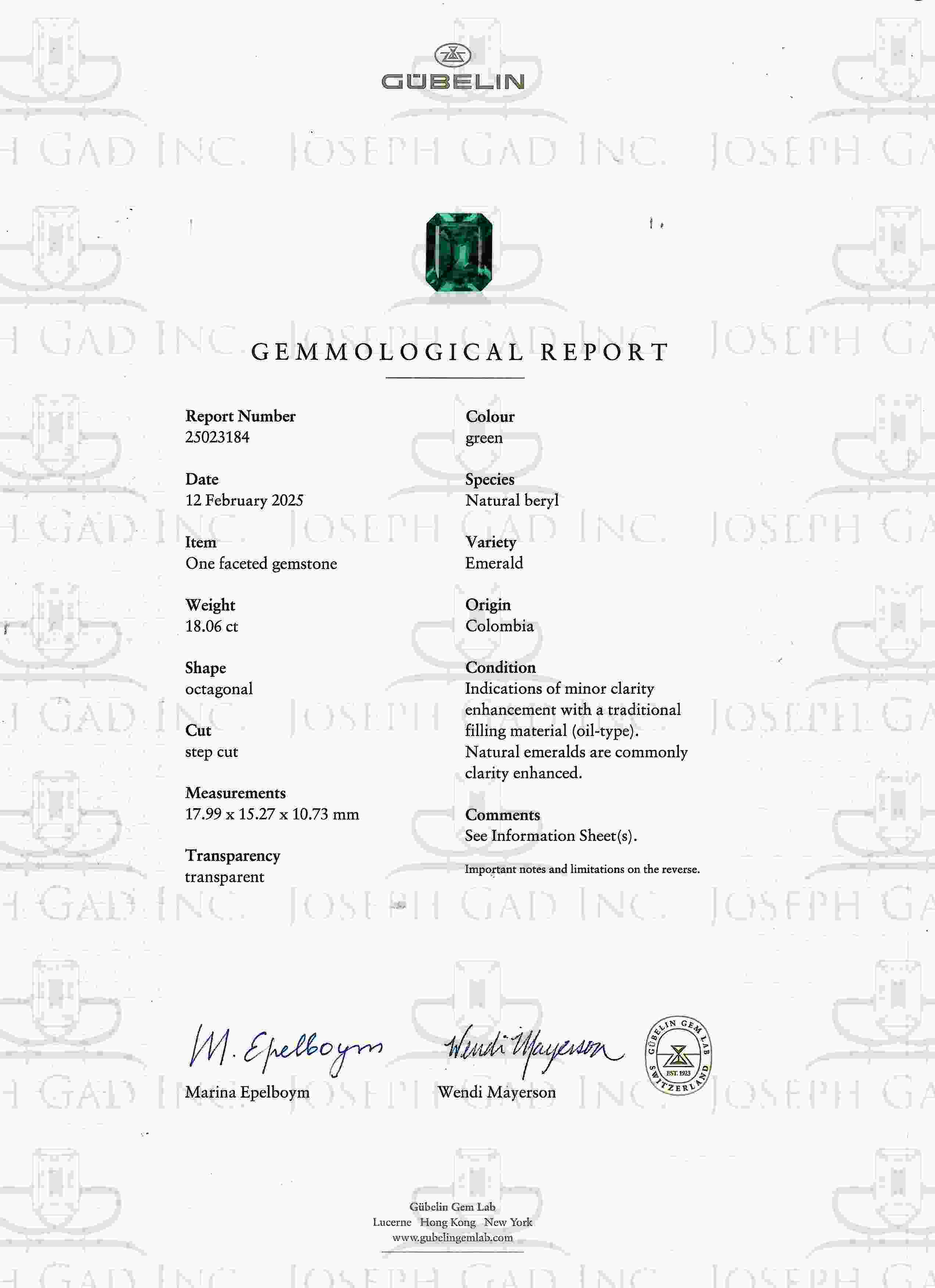 18.05 Ct. Emerald from Colombia