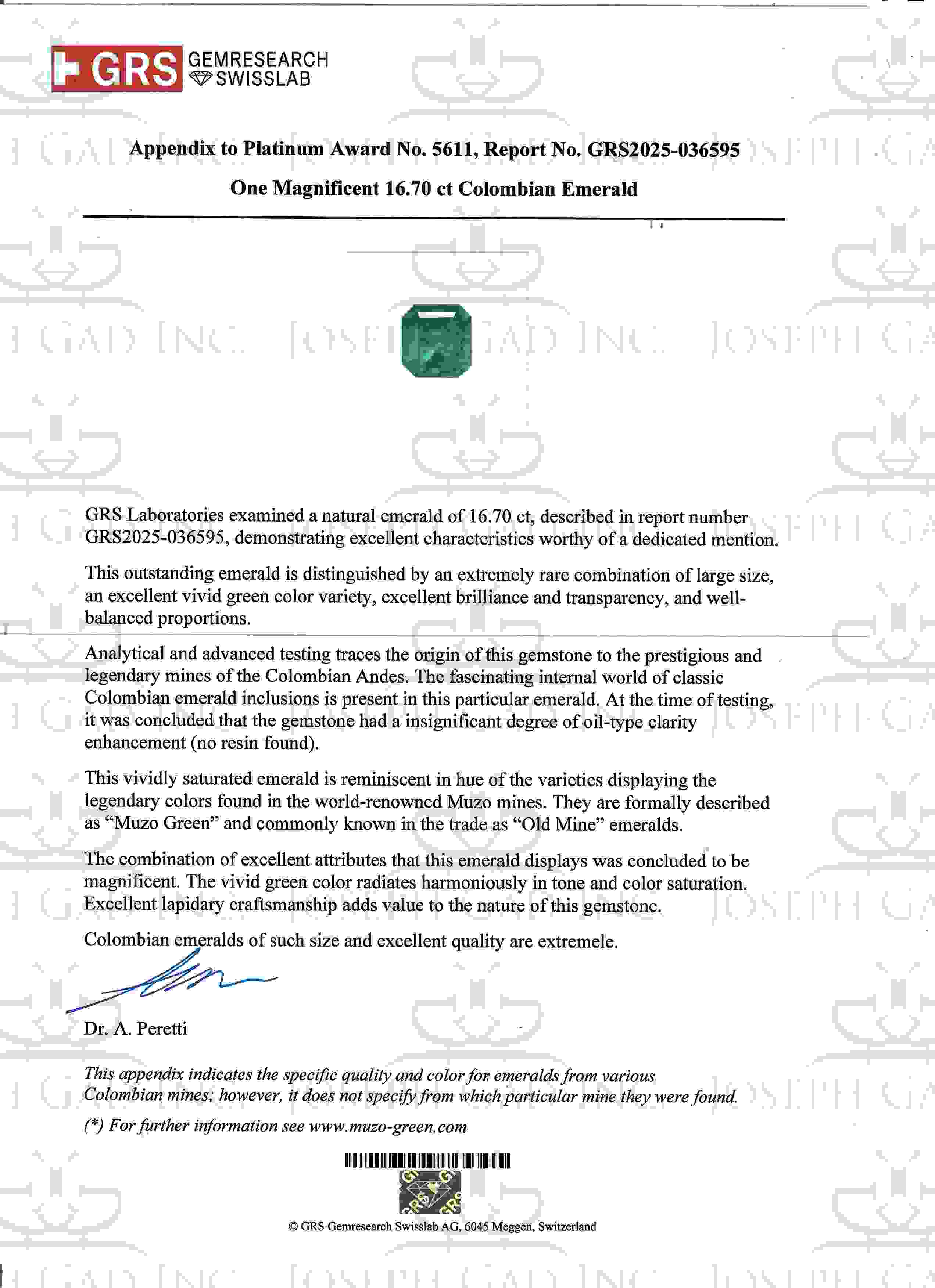 16.70 Ct. Emerald from Colombia