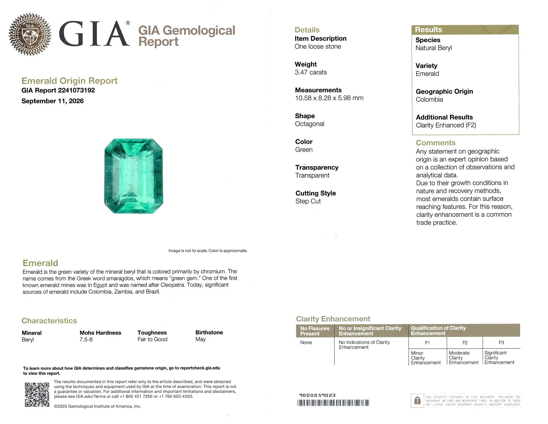 3.47 Ct. Emerald from Colombia