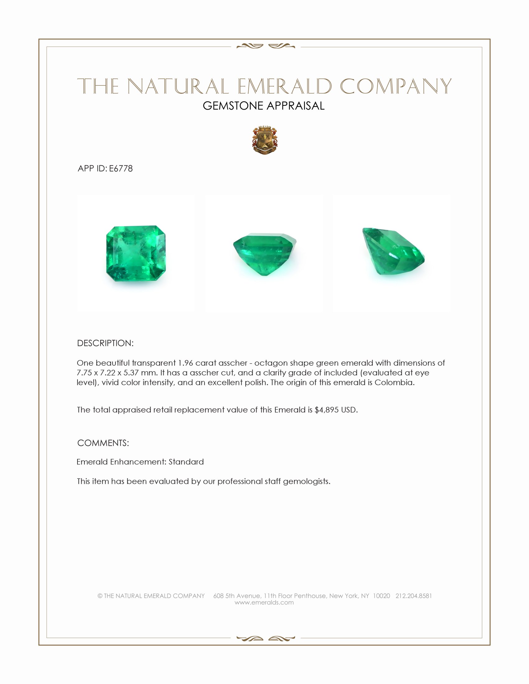 1.96 Ct. Emerald from Colombia