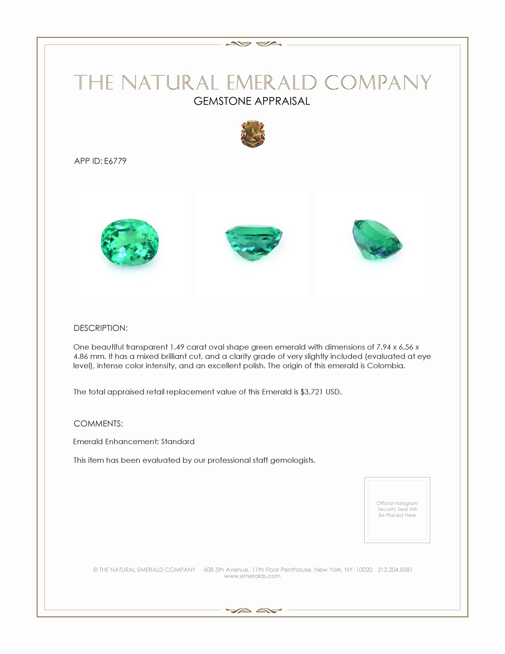 1.49 Ct. Emerald from Colombia