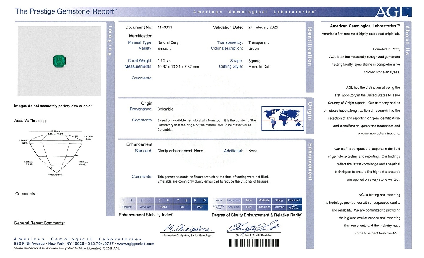 5.12 Ct. Emerald from Colombia