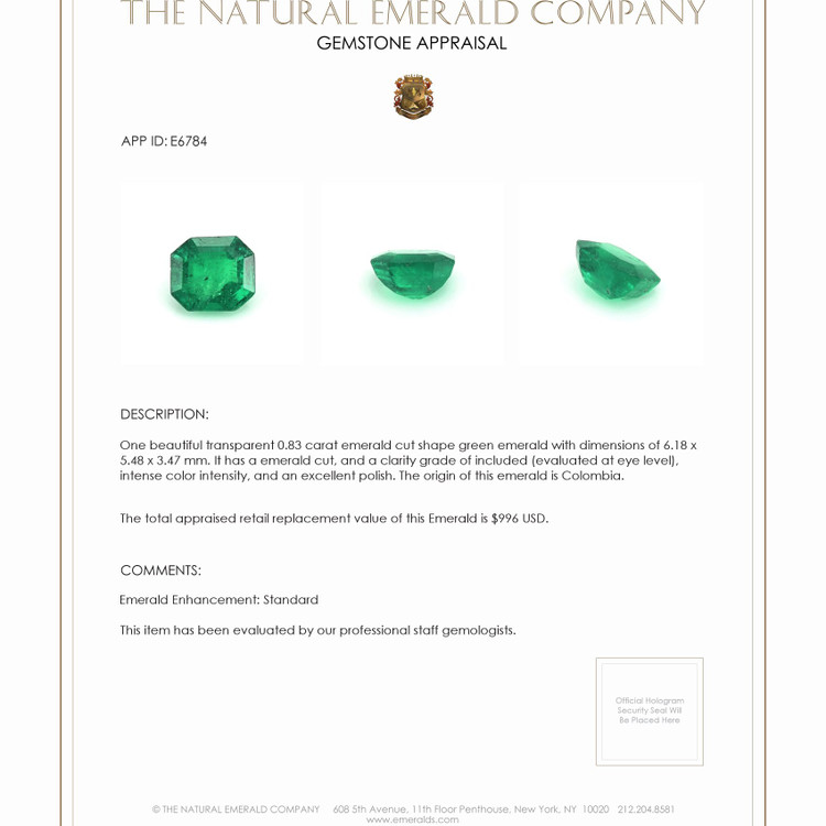 0.83 Ct. Emerald from Colombia