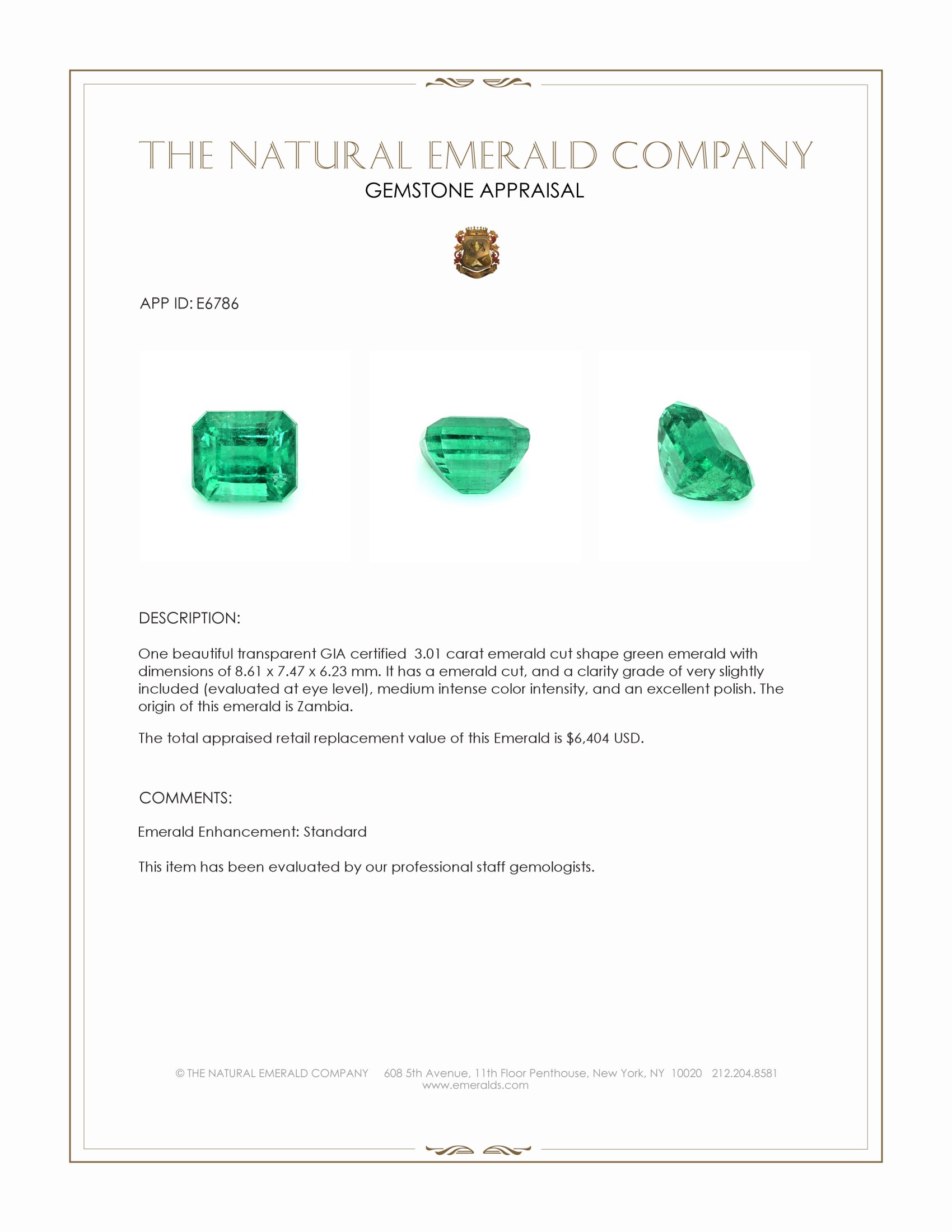 3.01 Ct. Emerald from Zambia