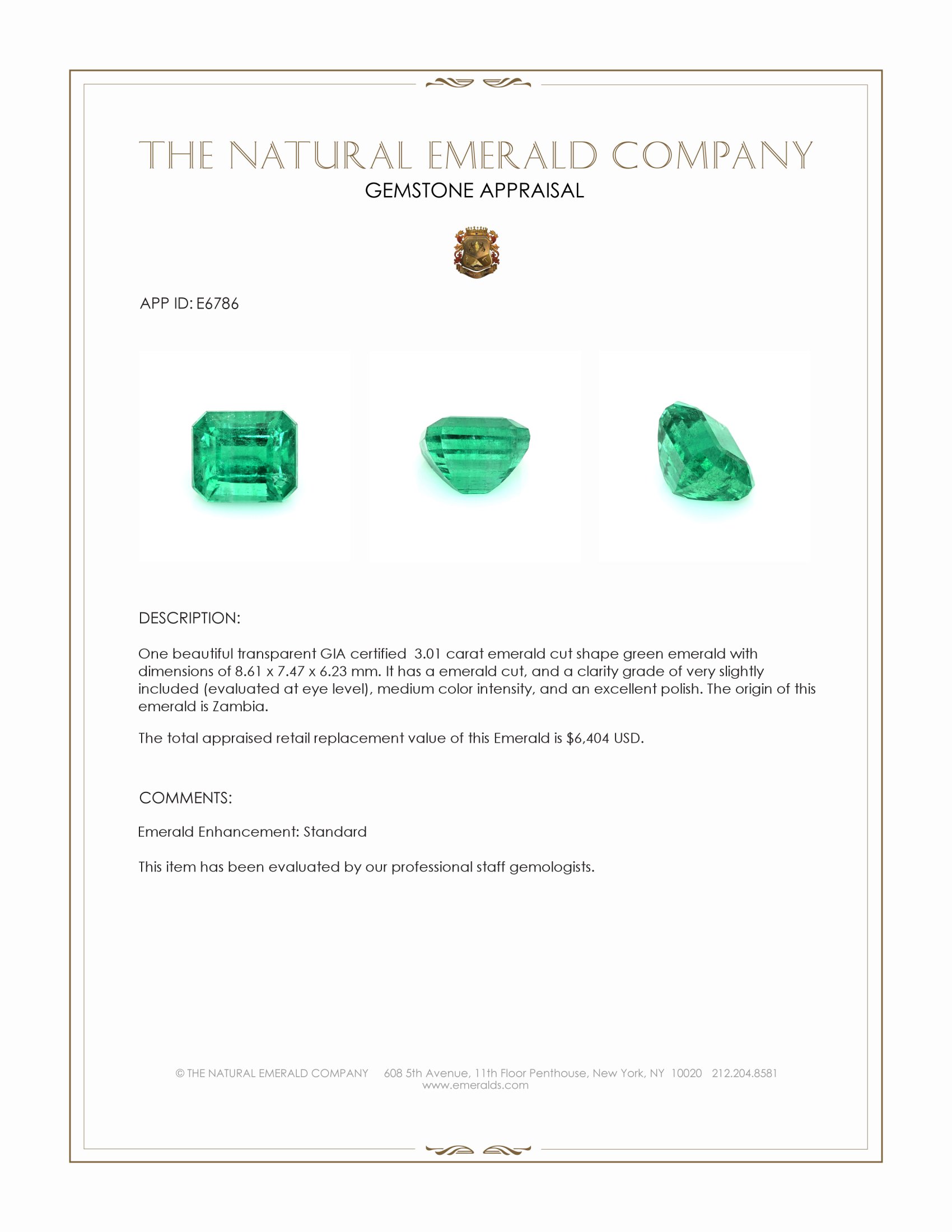 3.01 Ct. Emerald from Zambia