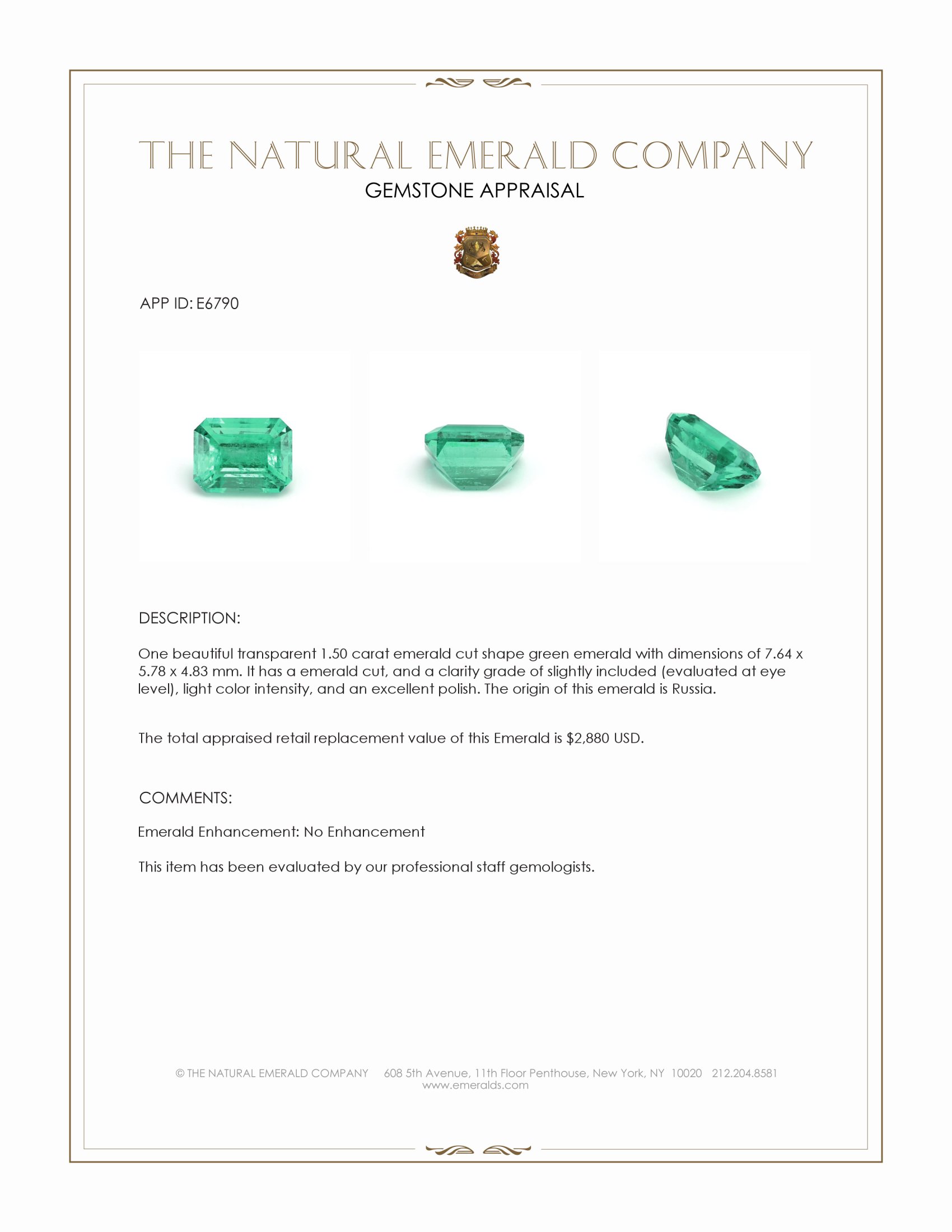 1.50 Ct. Emerald from Russia