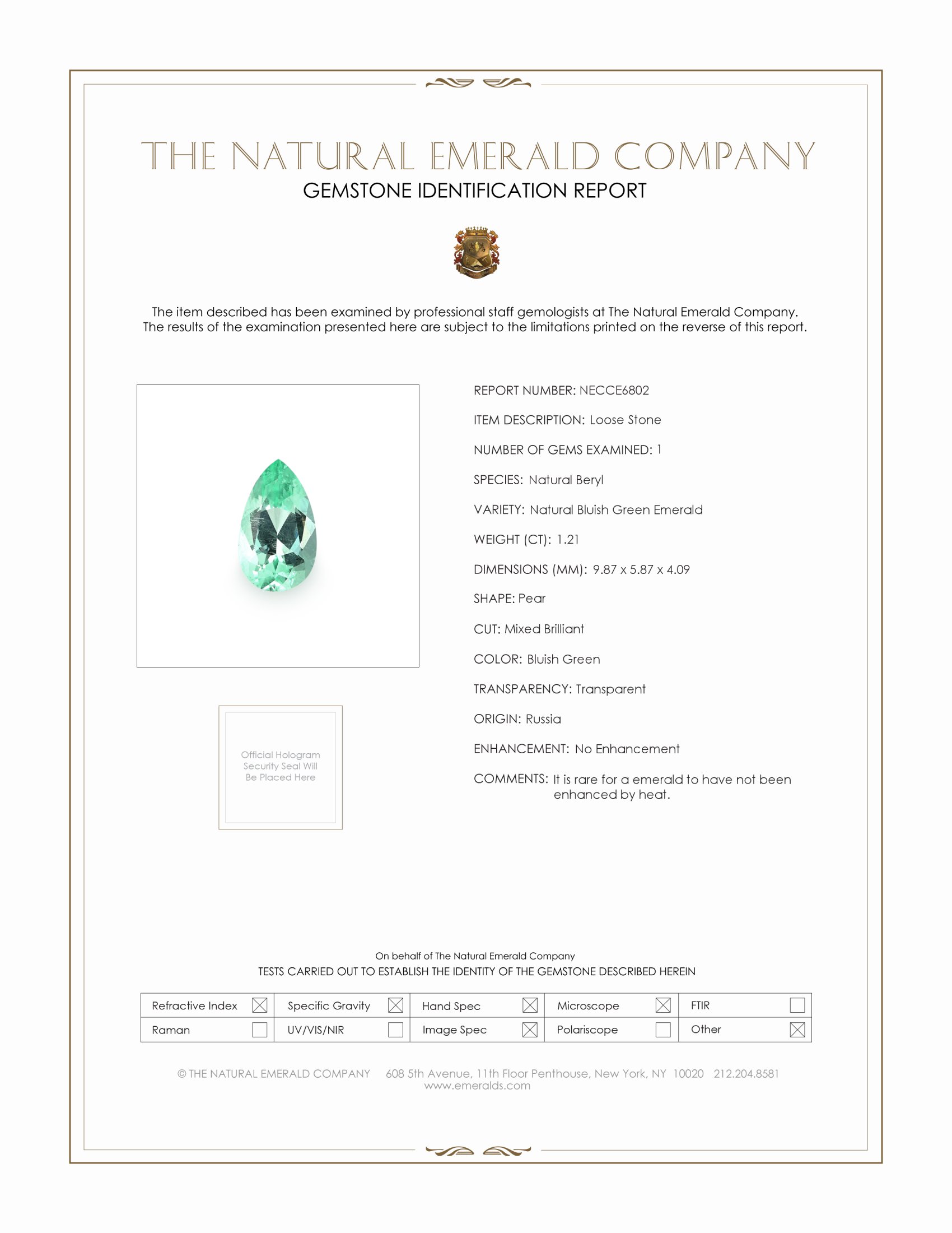 1.21 Ct. Emerald from Russia