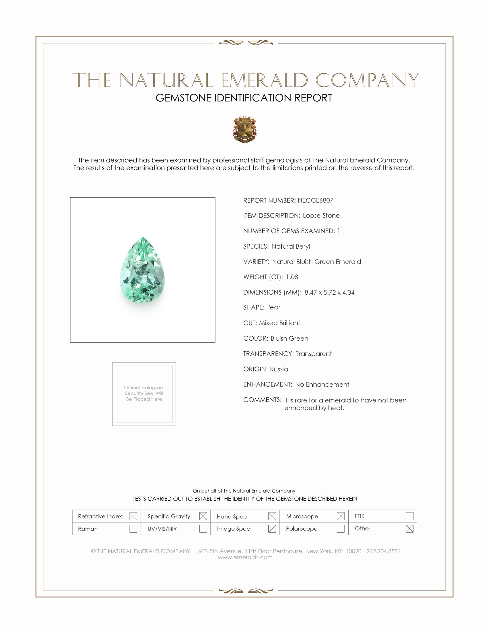 1.08 Ct. Emerald from Russia