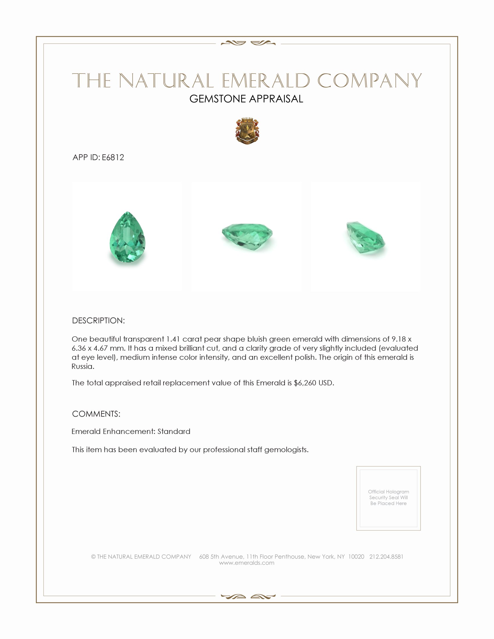 1.41 Ct. Emerald from Russia