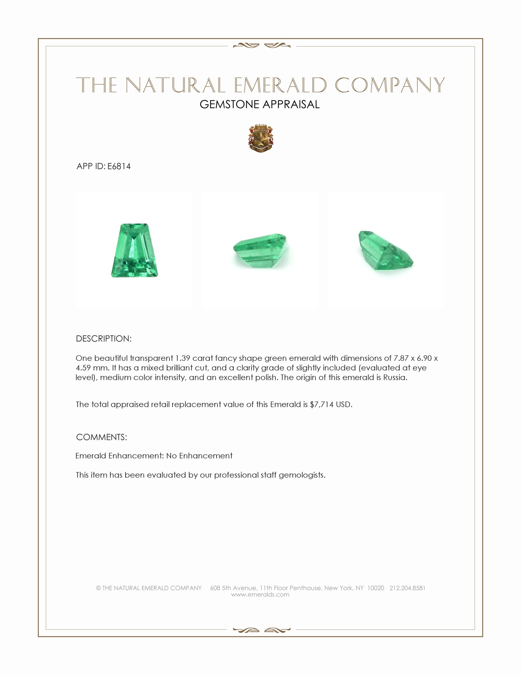 1.39 Ct. Emerald from Russia