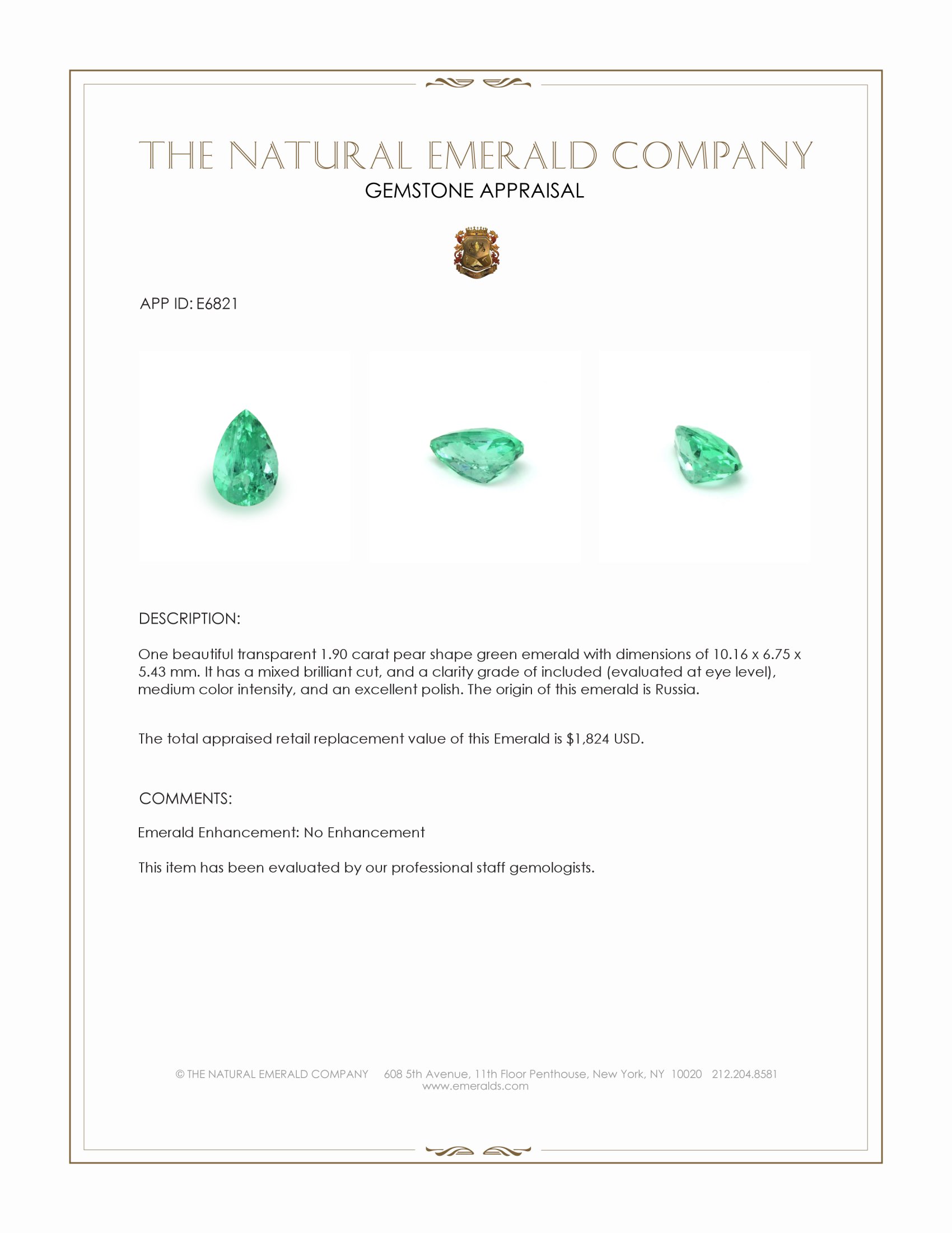 1.90 Ct. Emerald from Russia