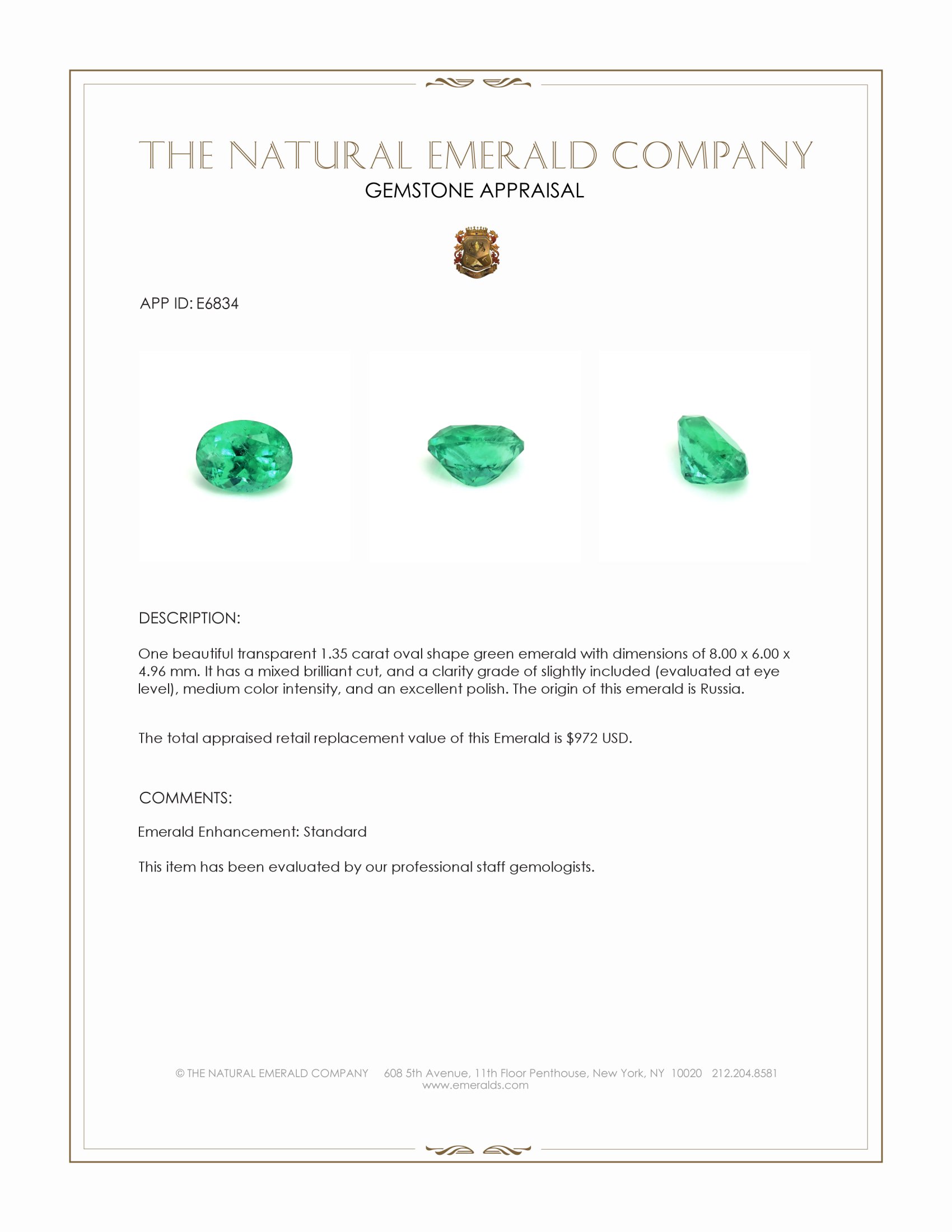 1.35 Ct. Emerald from Russia