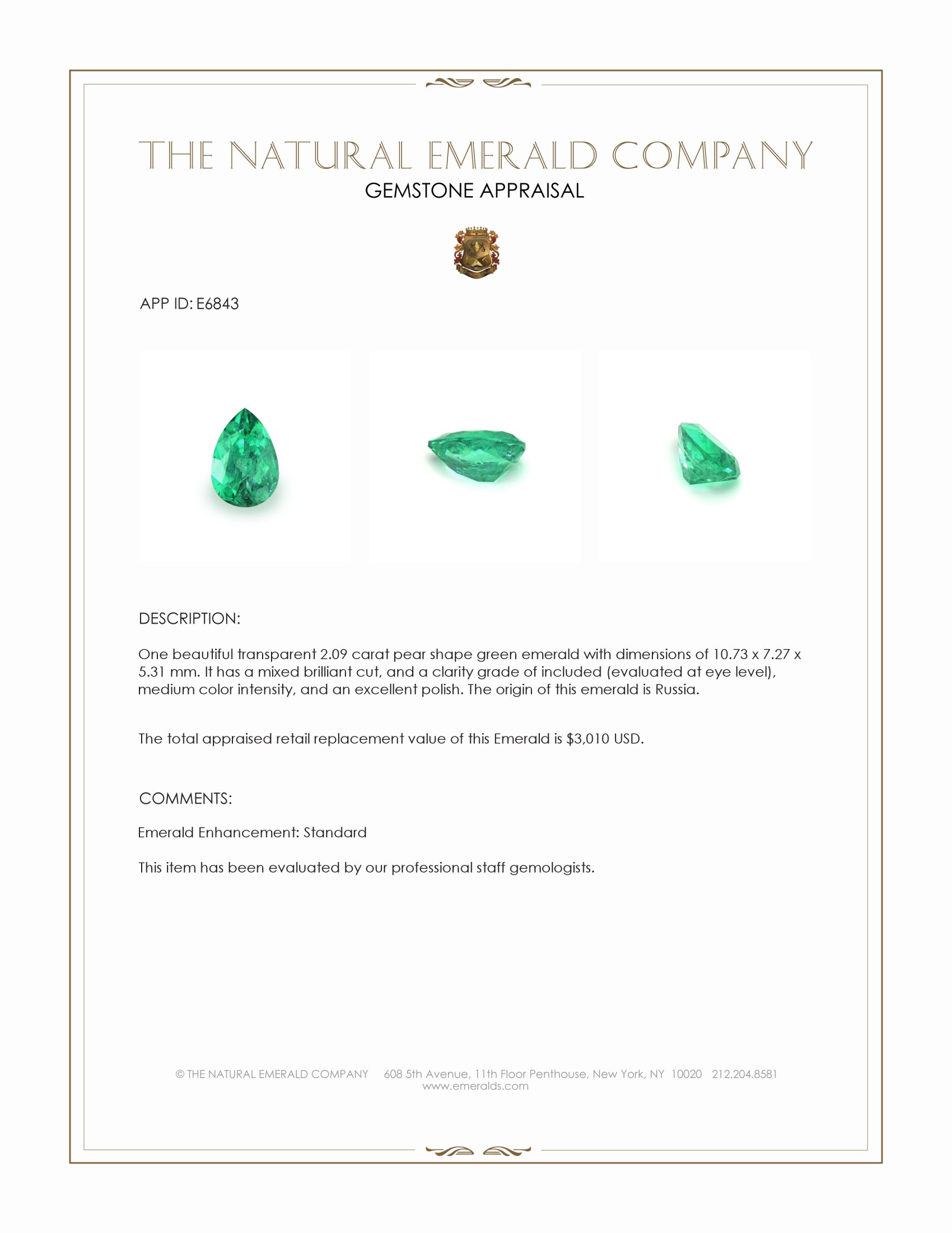 2.09 Ct. Emerald from Russia