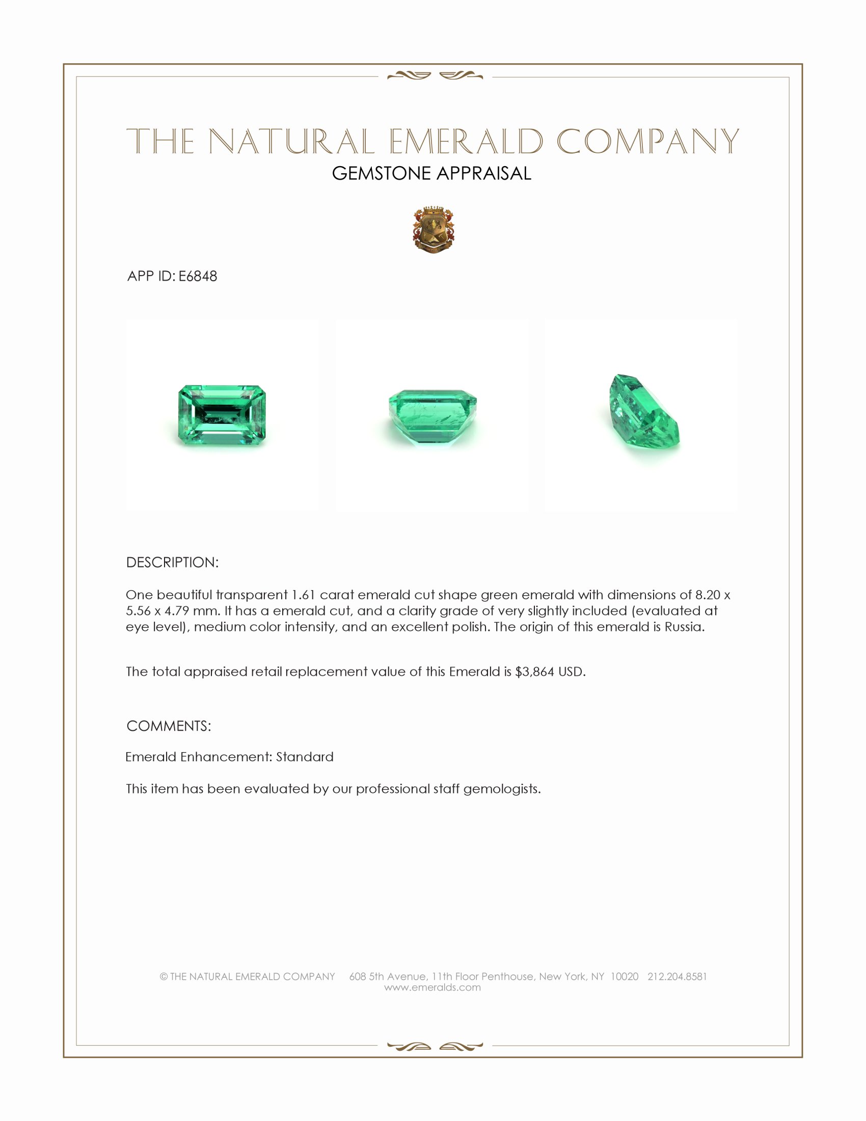 1.61 Ct. Emerald from Russia