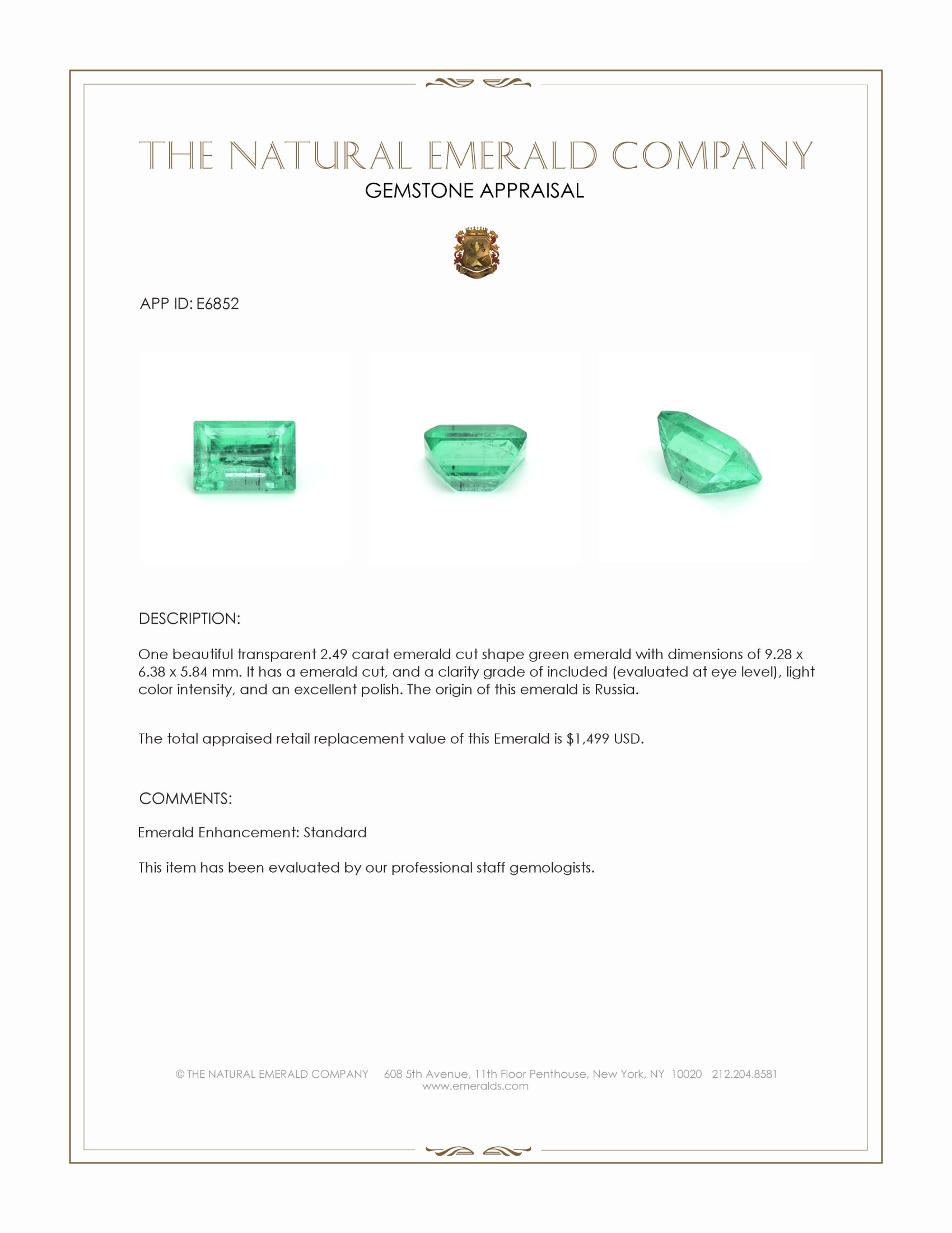 2.49 Ct. Emerald from Russia