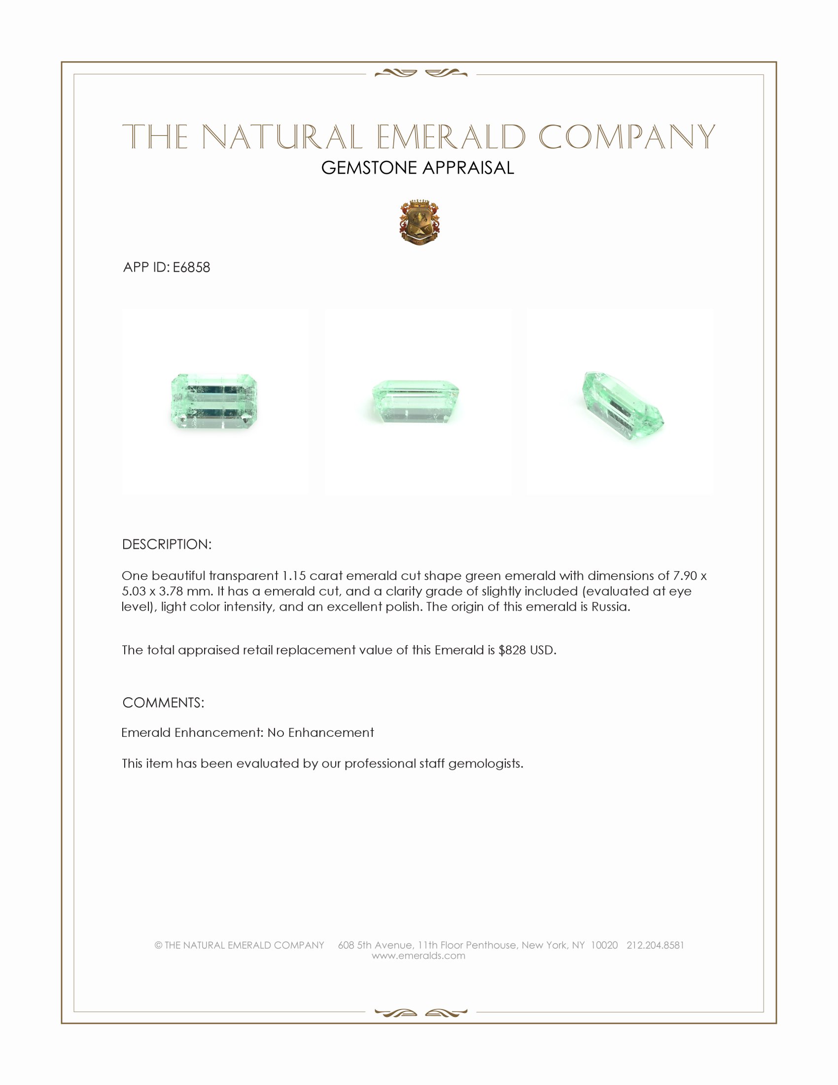 1.15 Ct. Emerald from Russia