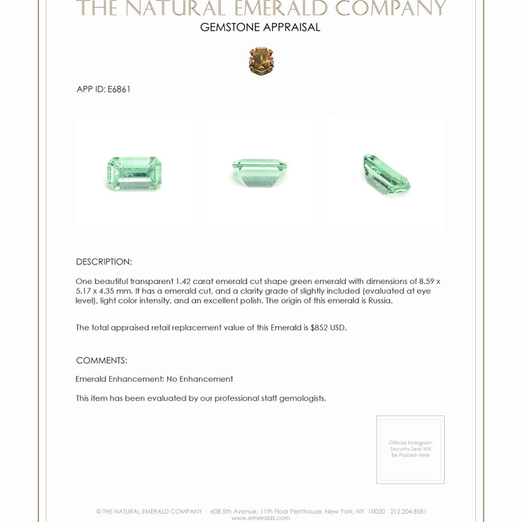 1.42 Ct. Emerald from Russia