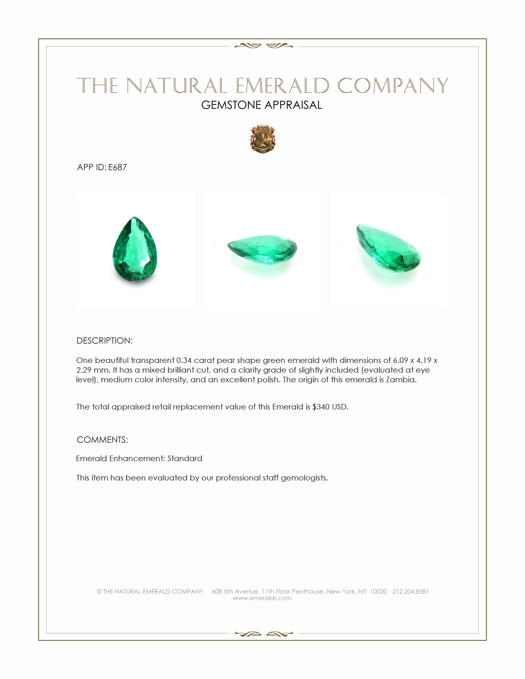 0.34 Ct. Emerald from Zambia