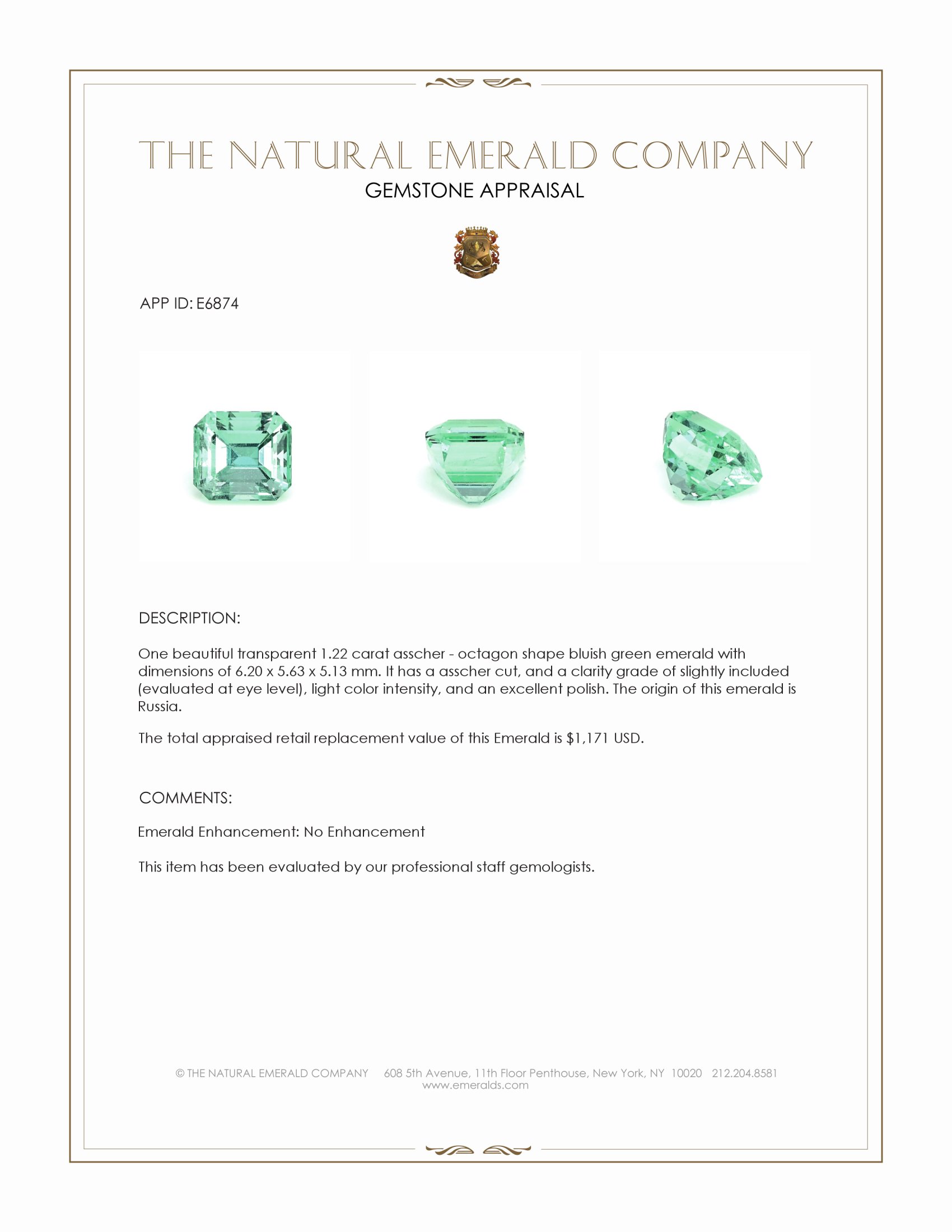 1.22 Ct. Emerald from Russia