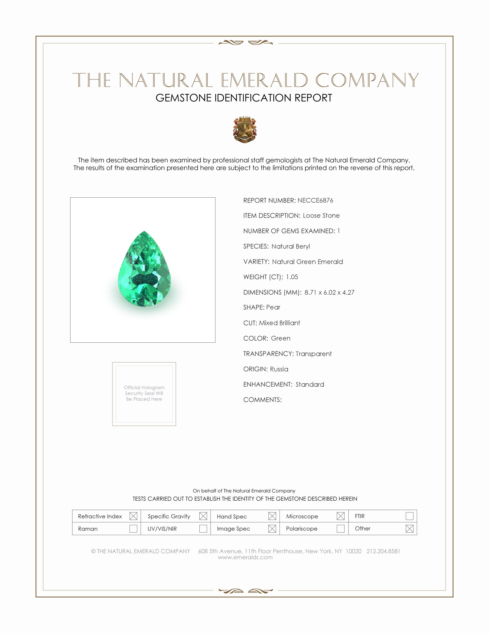 1.05 Ct. Emerald from Russia