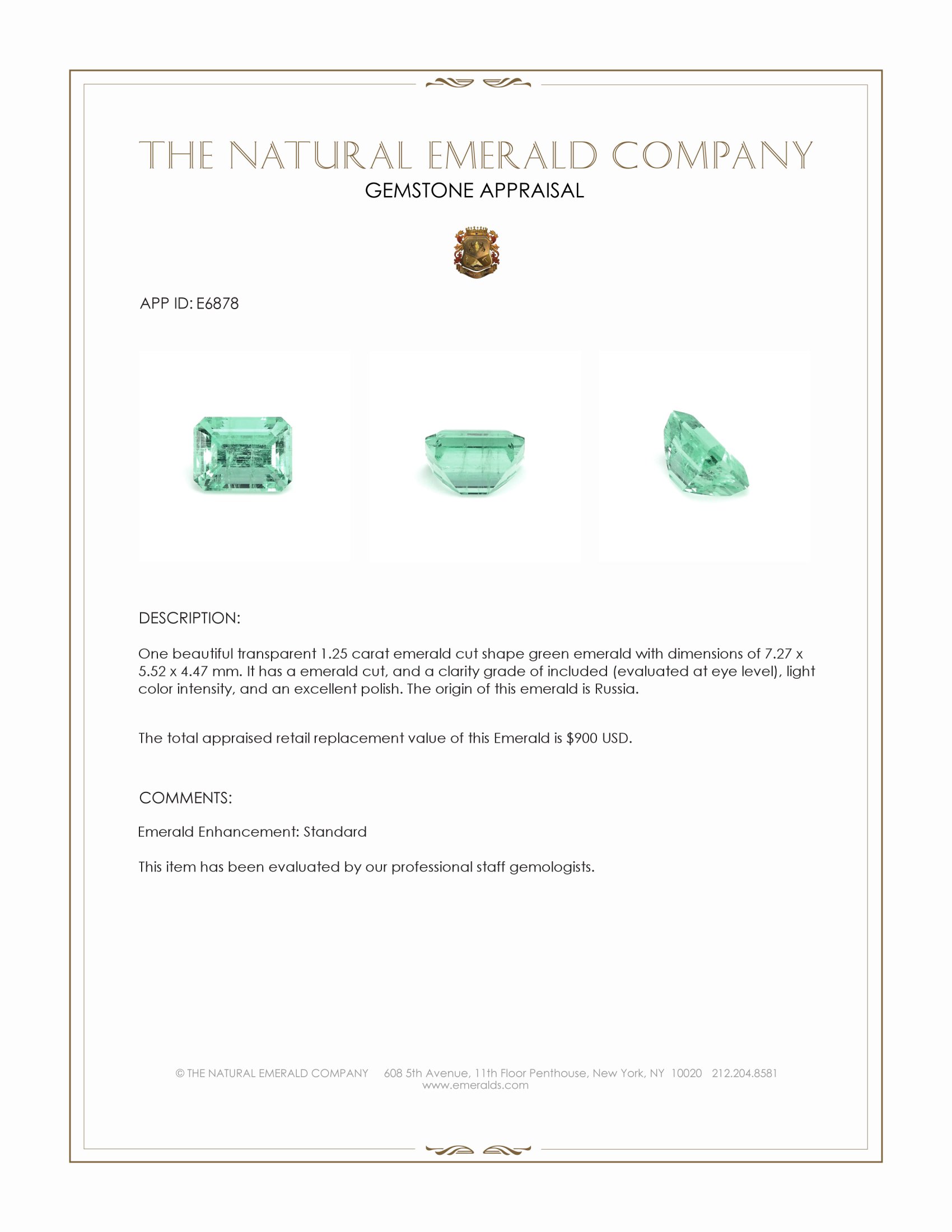 1.25 Ct. Emerald from Russia