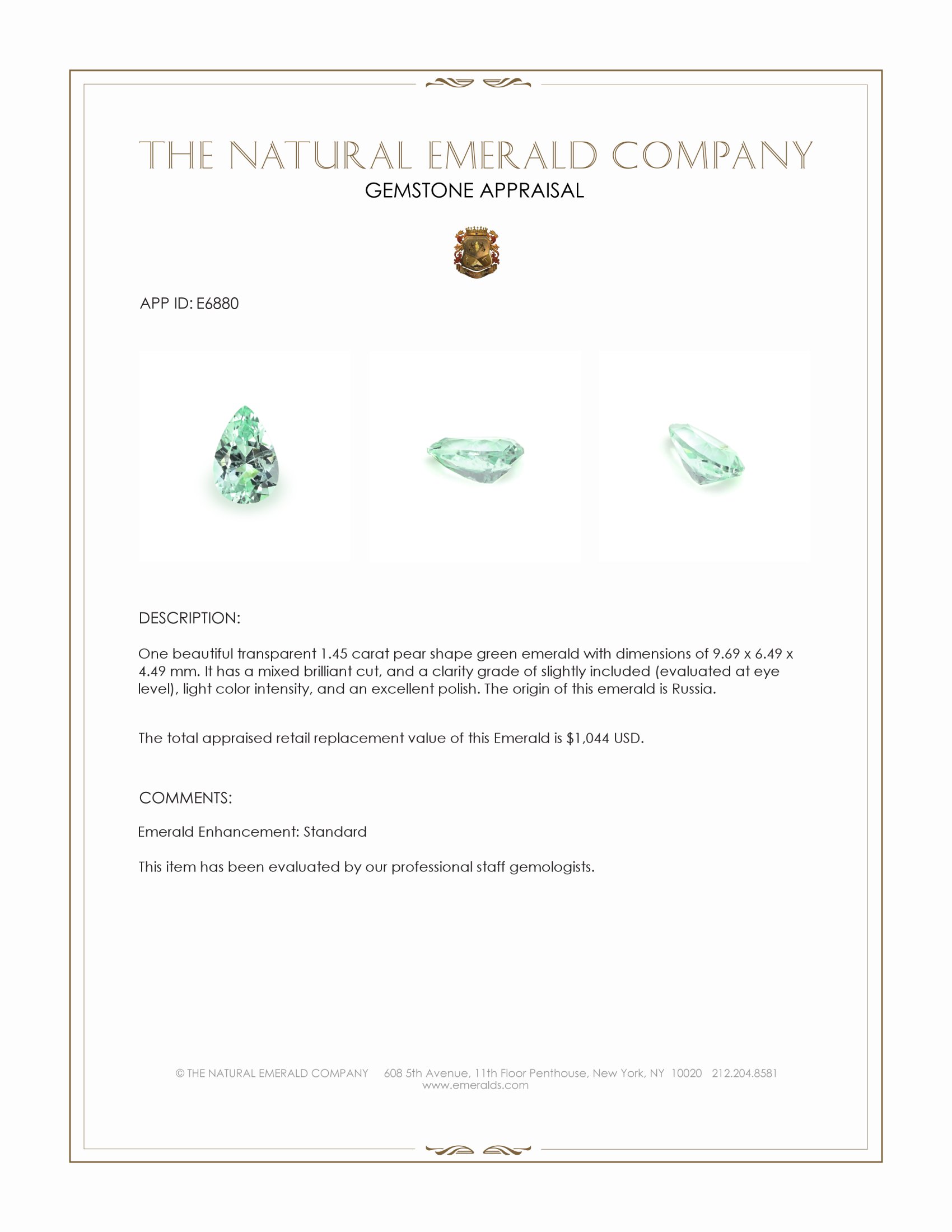 1.45 Ct. Emerald from Russia