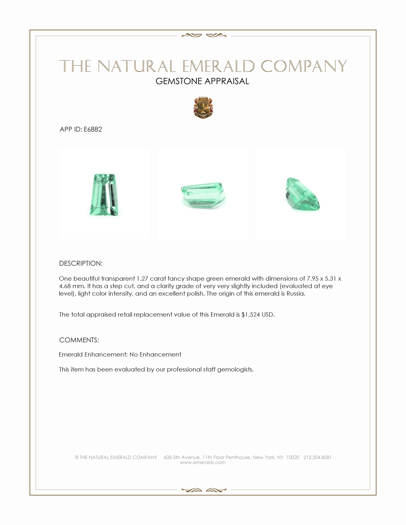 1.27 Ct. Emerald from Russia