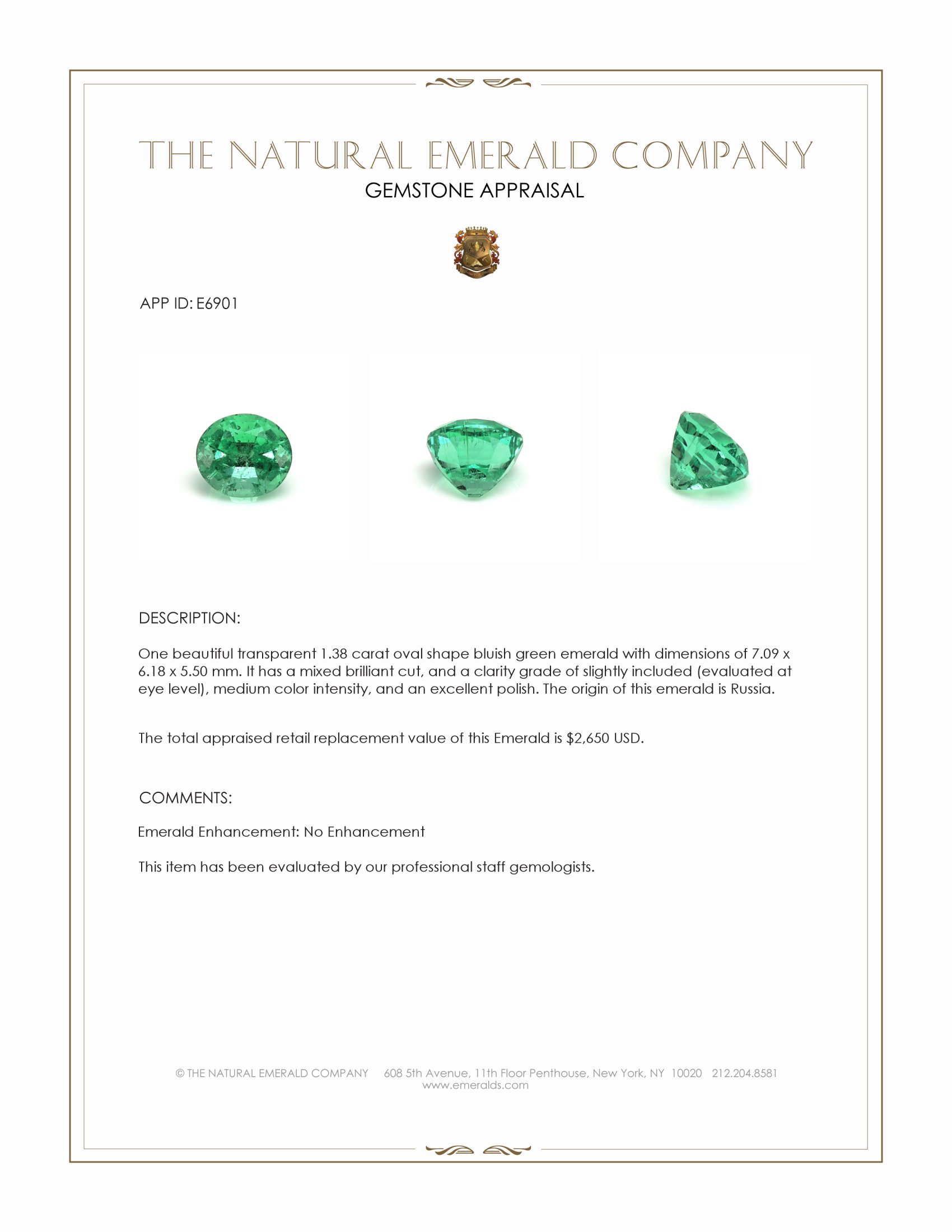 1.38 Ct. Emerald from Russia