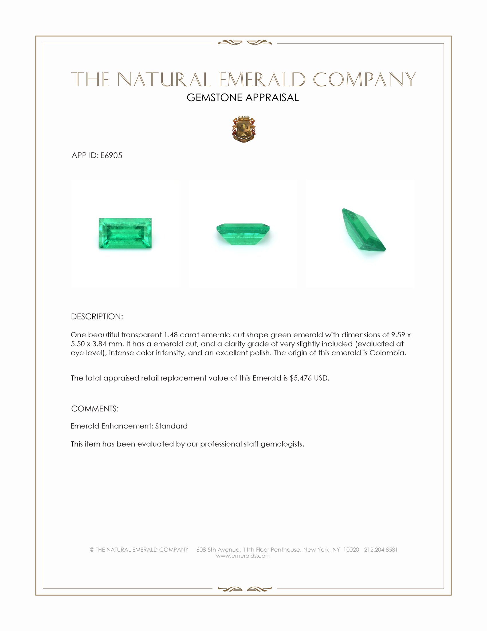 1.48 Ct. Emerald from Colombia