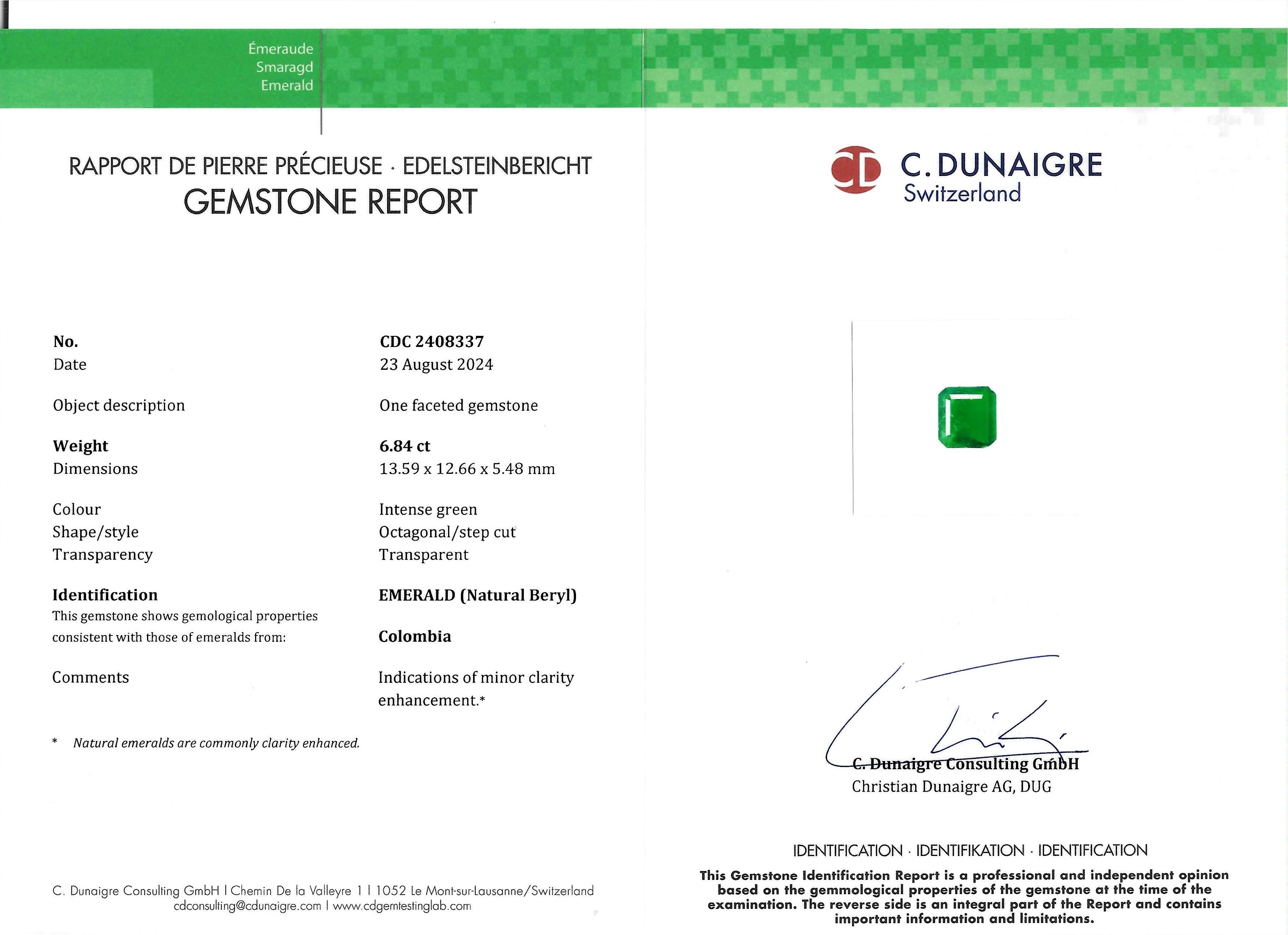 6.84 Ct. Emerald from Colombia