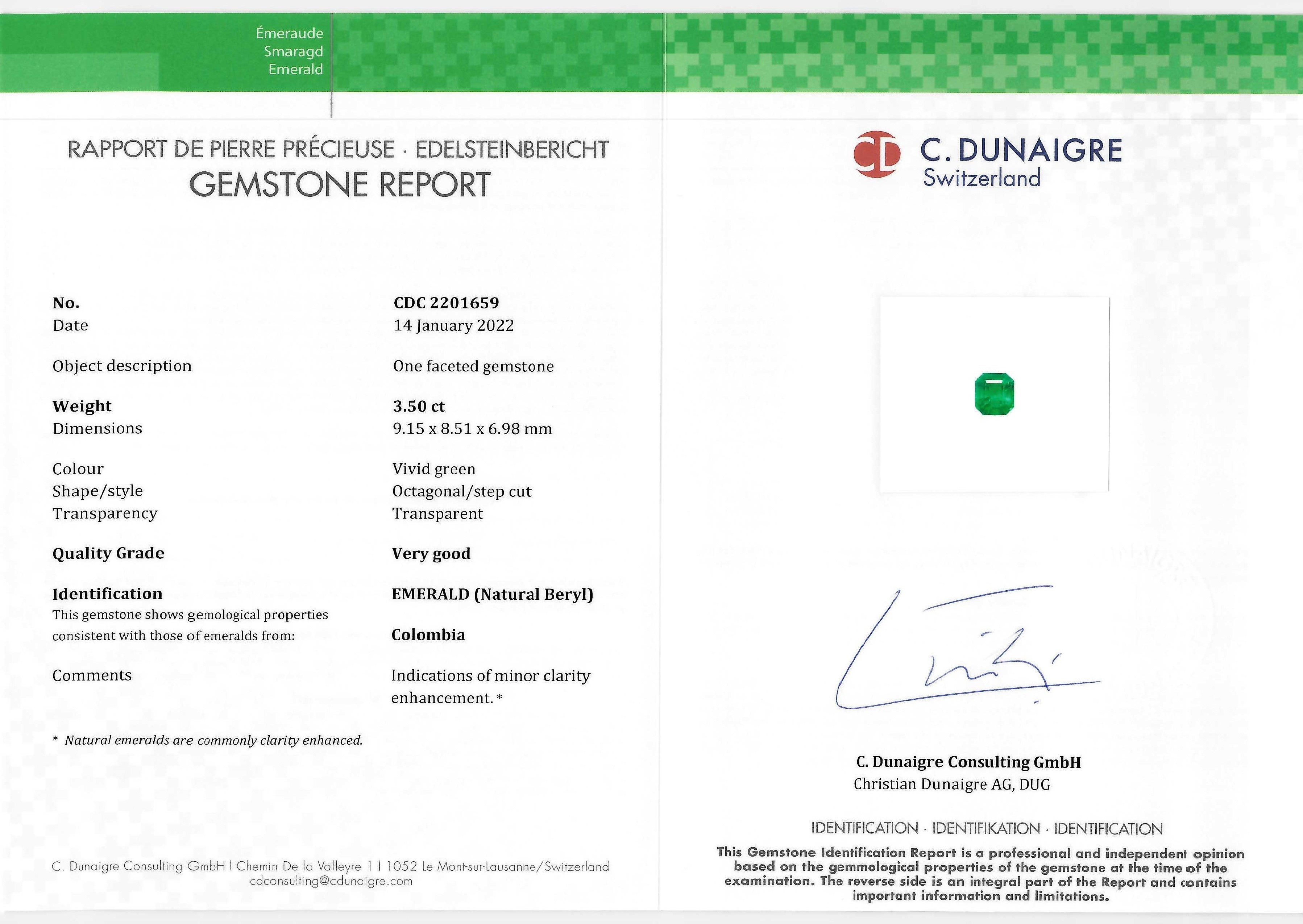 3.50 Ct. Emerald from Colombia