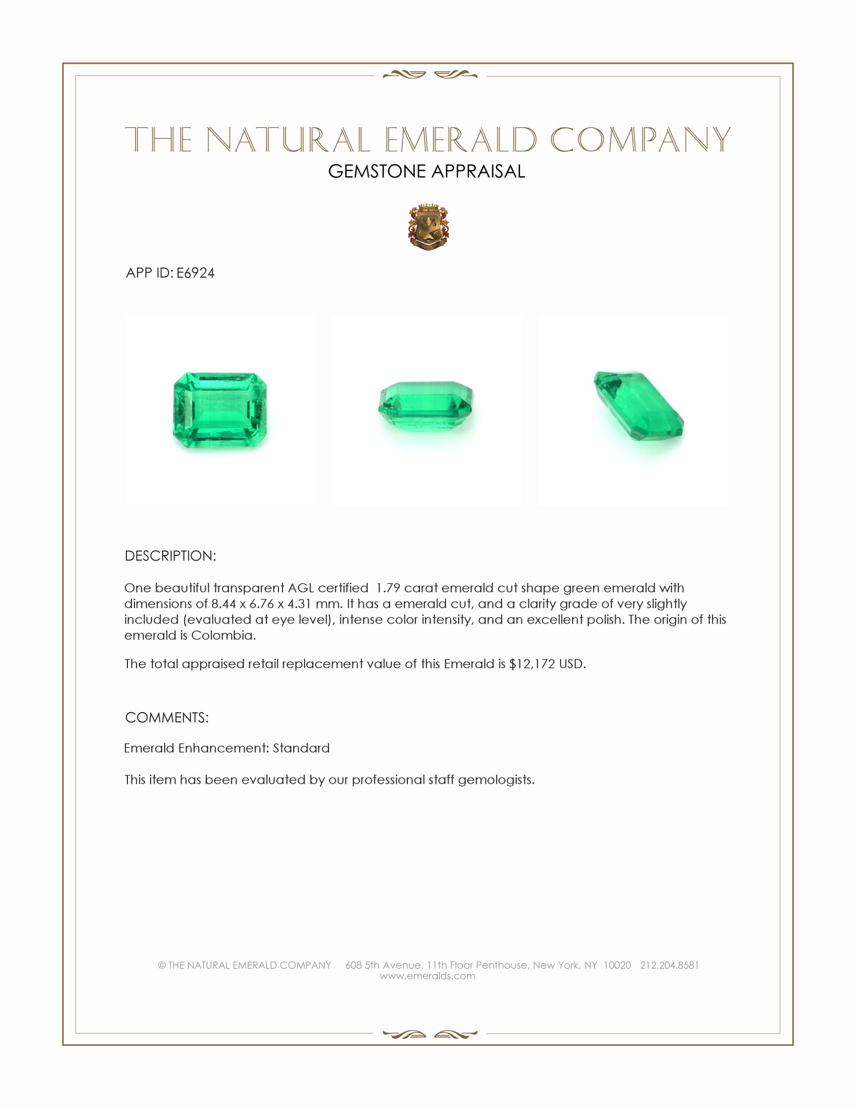 1.79 Ct. Emerald from Colombia