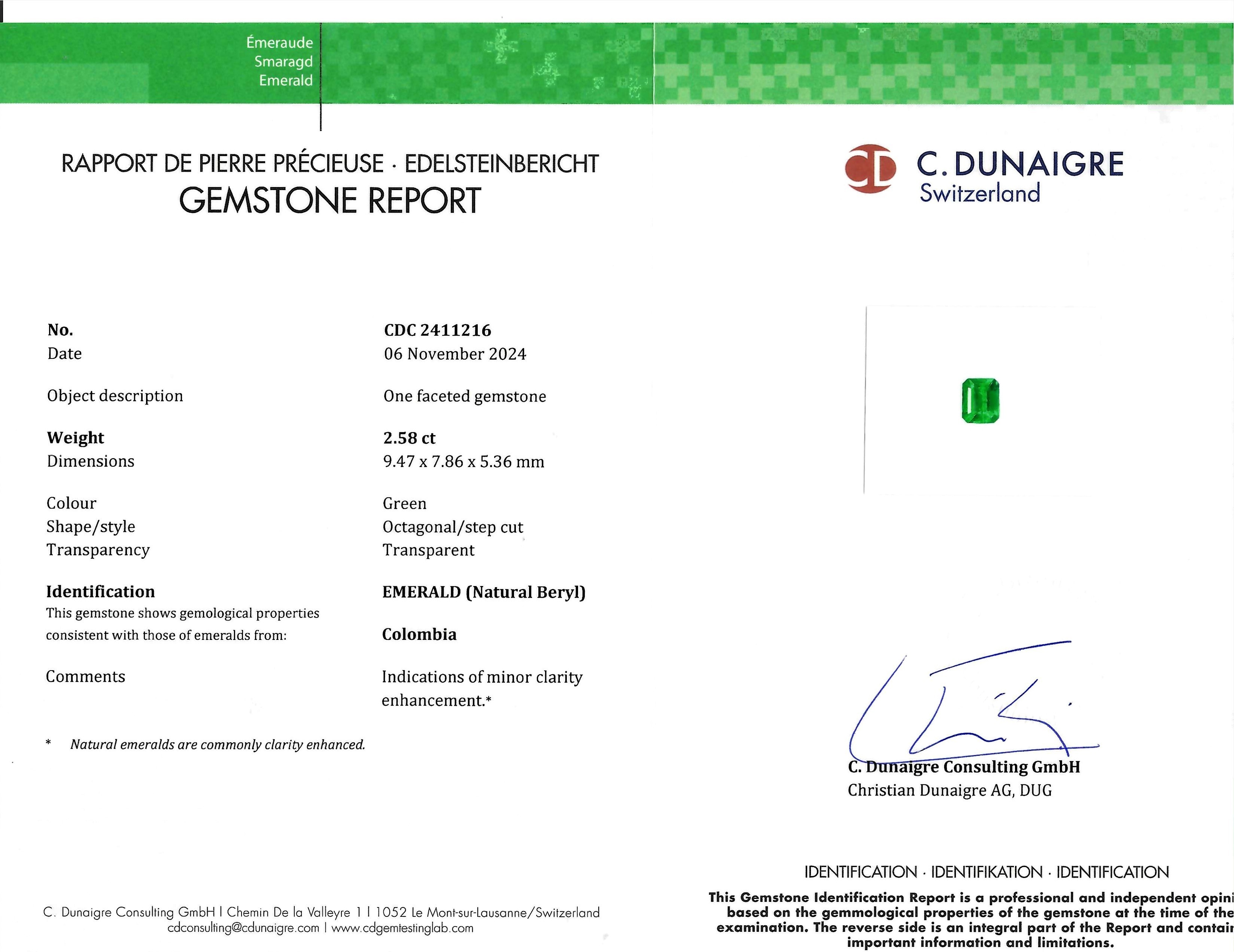 2.58 Ct. Emerald from Colombia