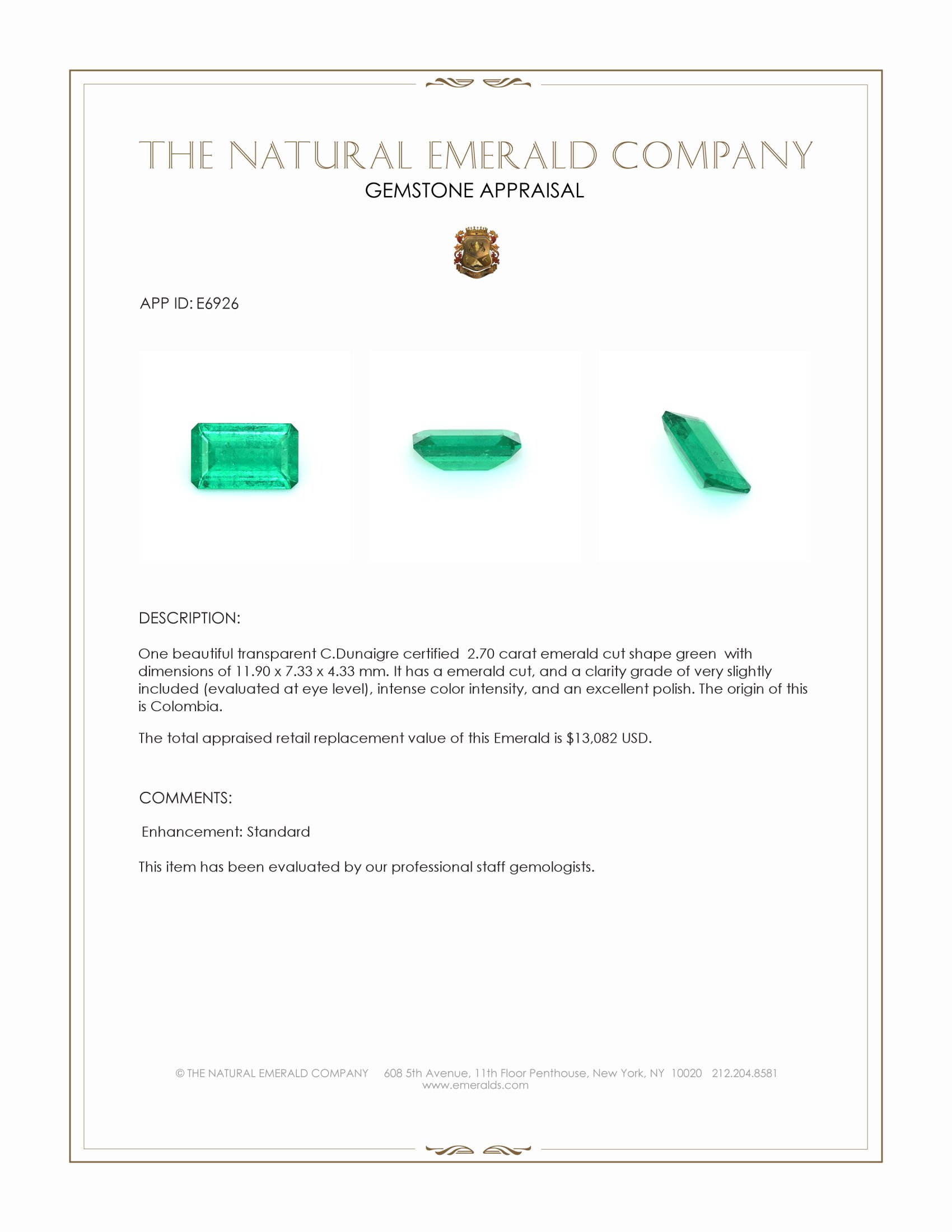 2.70 Ct. Emerald from Colombia