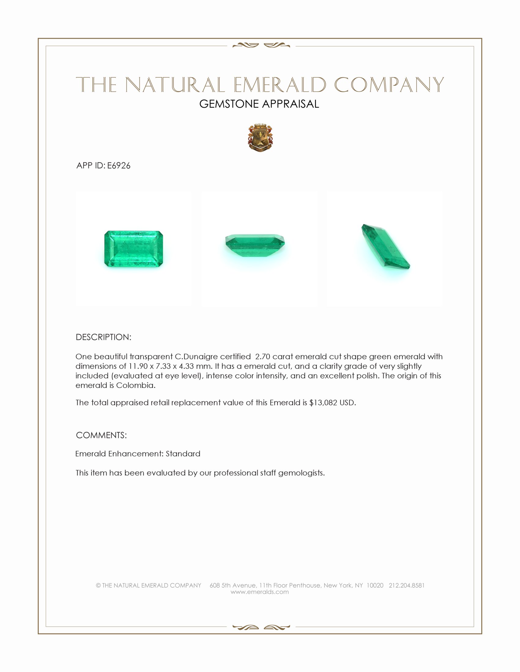 2.70 Ct. Emerald from Colombia