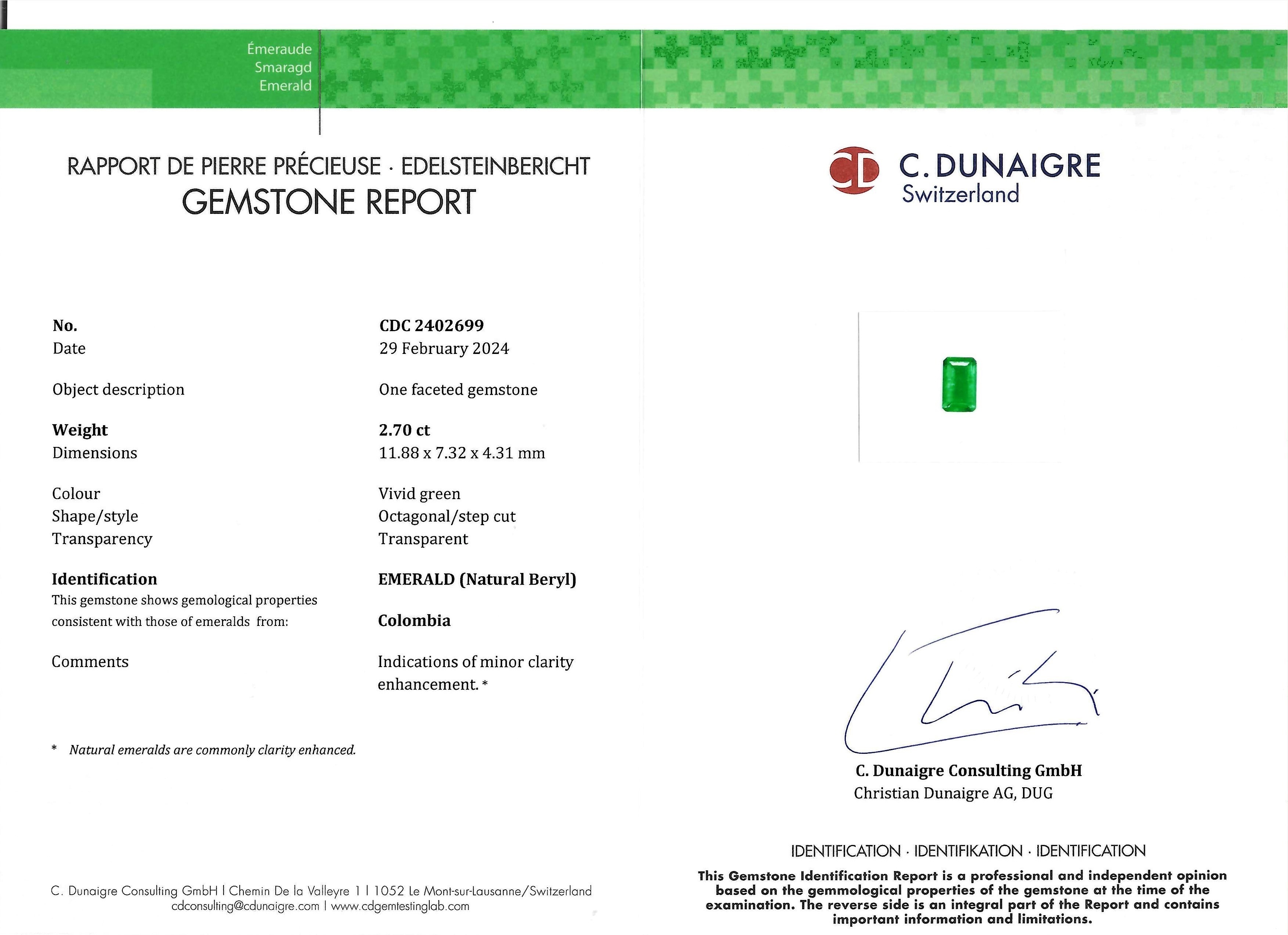 2.70 Ct. Emerald from Colombia