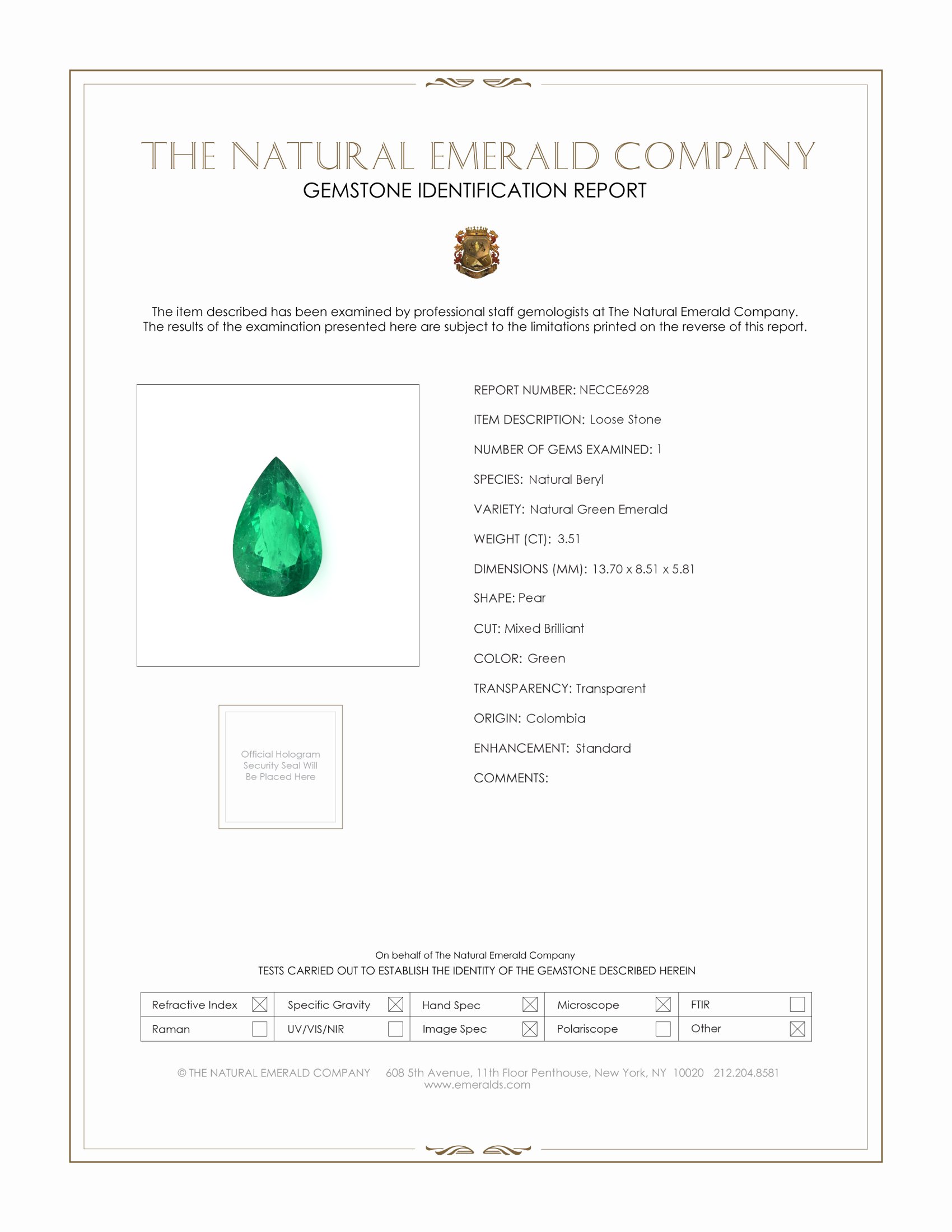 3.51 Ct. Emerald from Colombia