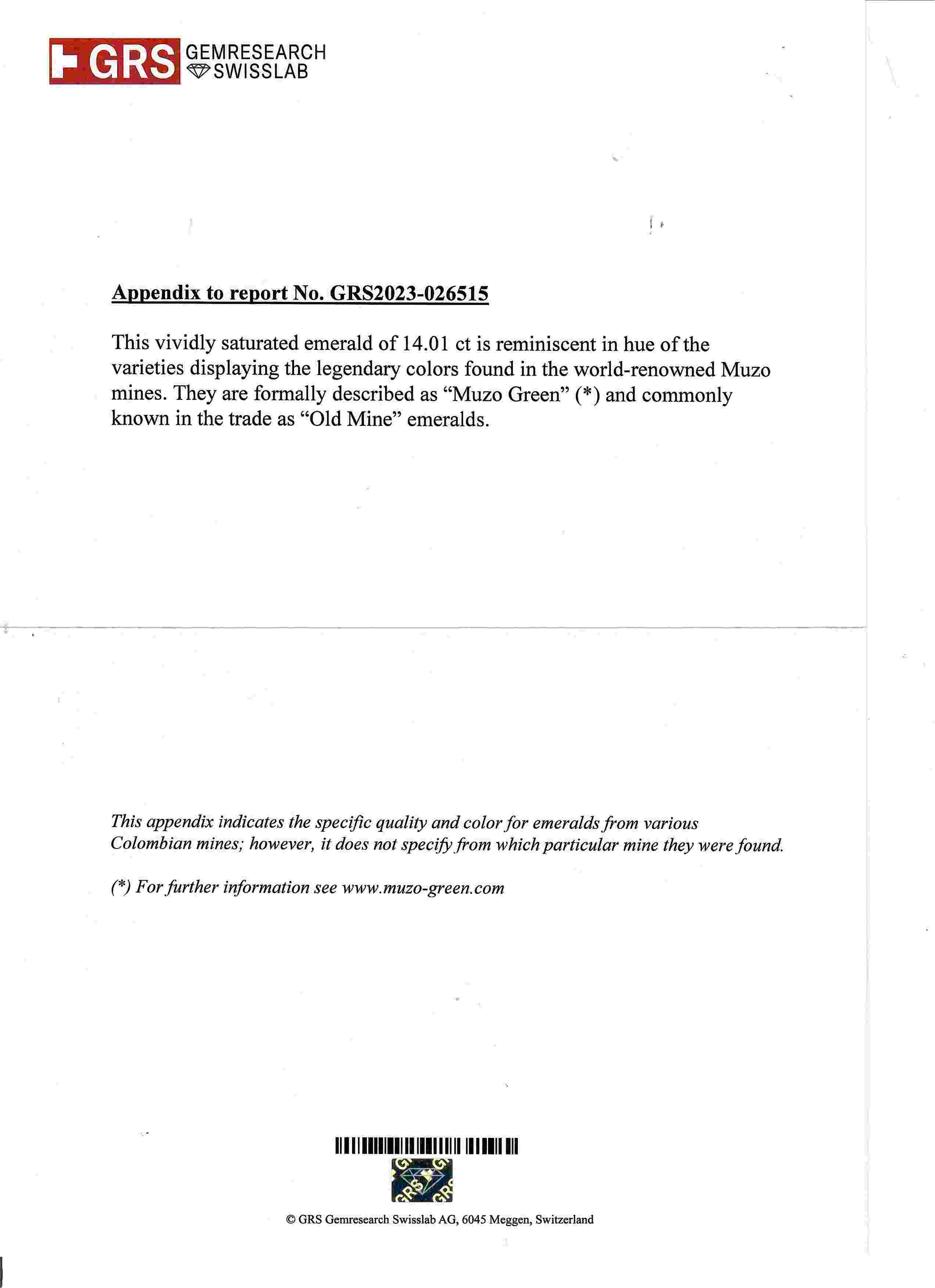 14.01 Ct. Emerald from Colombia