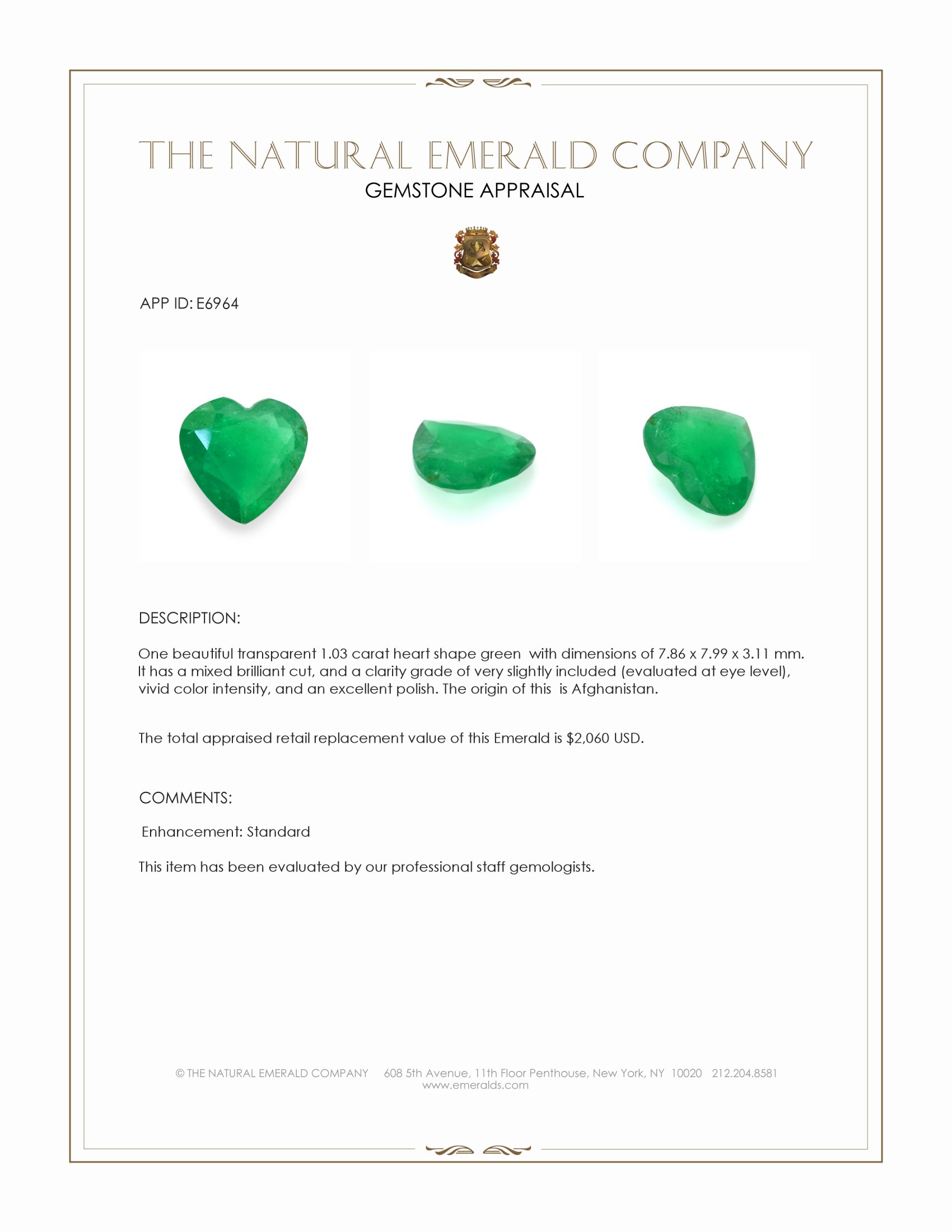 1.03 Ct. Emerald from Afghanistan